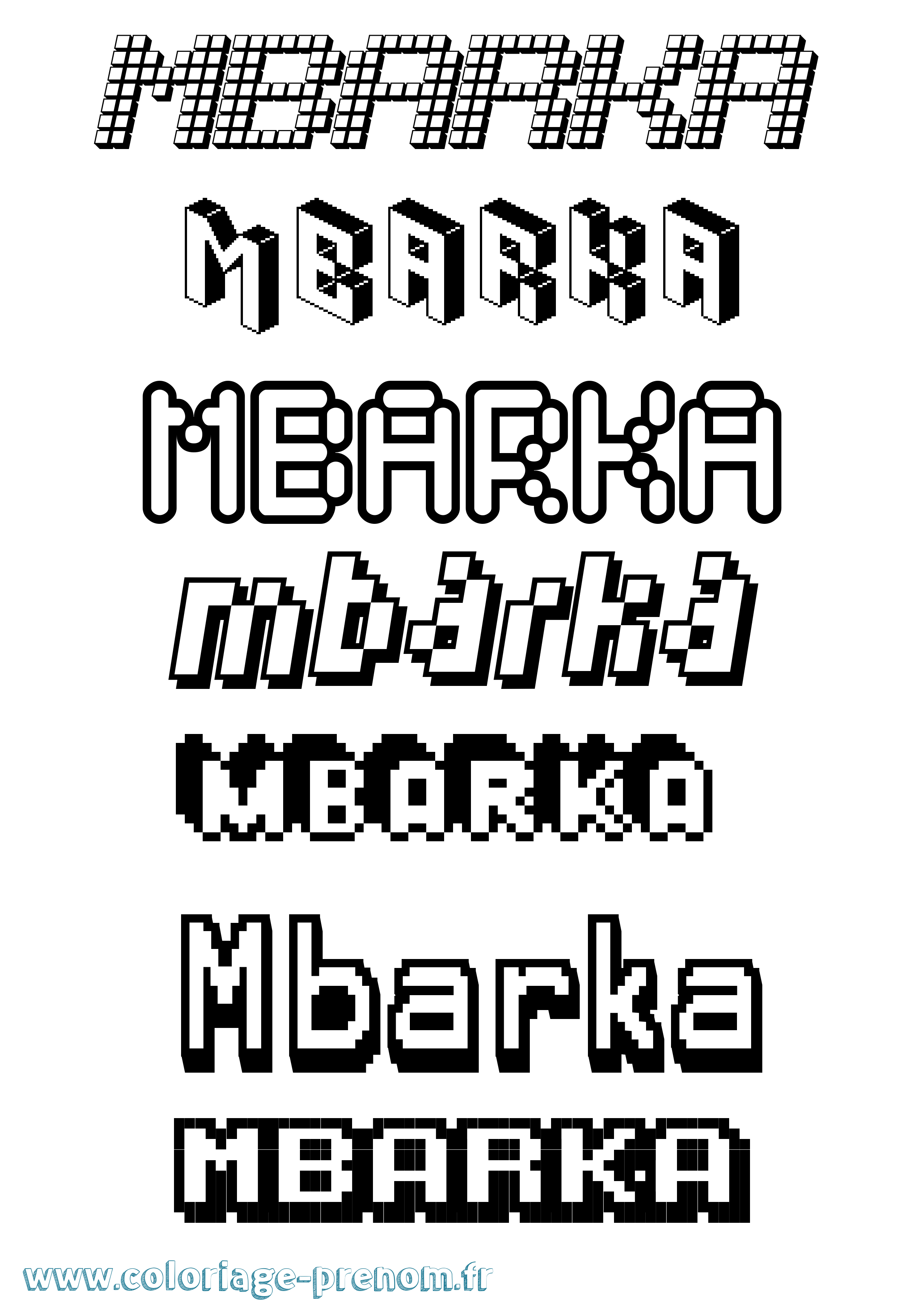 Coloriage Mbarka Pixel Coloriage prénom Mbarka Pixel