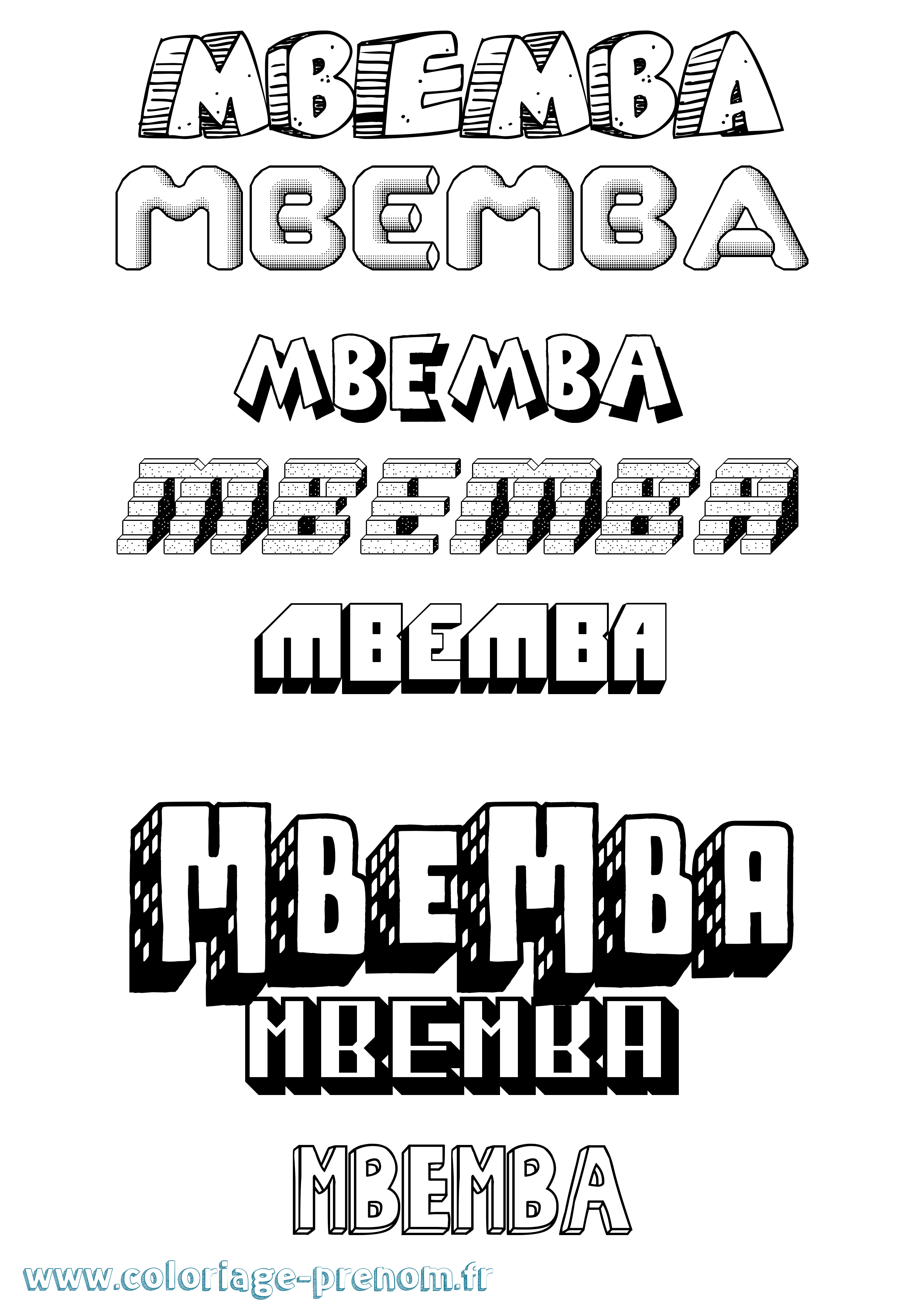 Coloriage Mbemba Effet 3D Coloriage prénom Mbemba Effet 3D