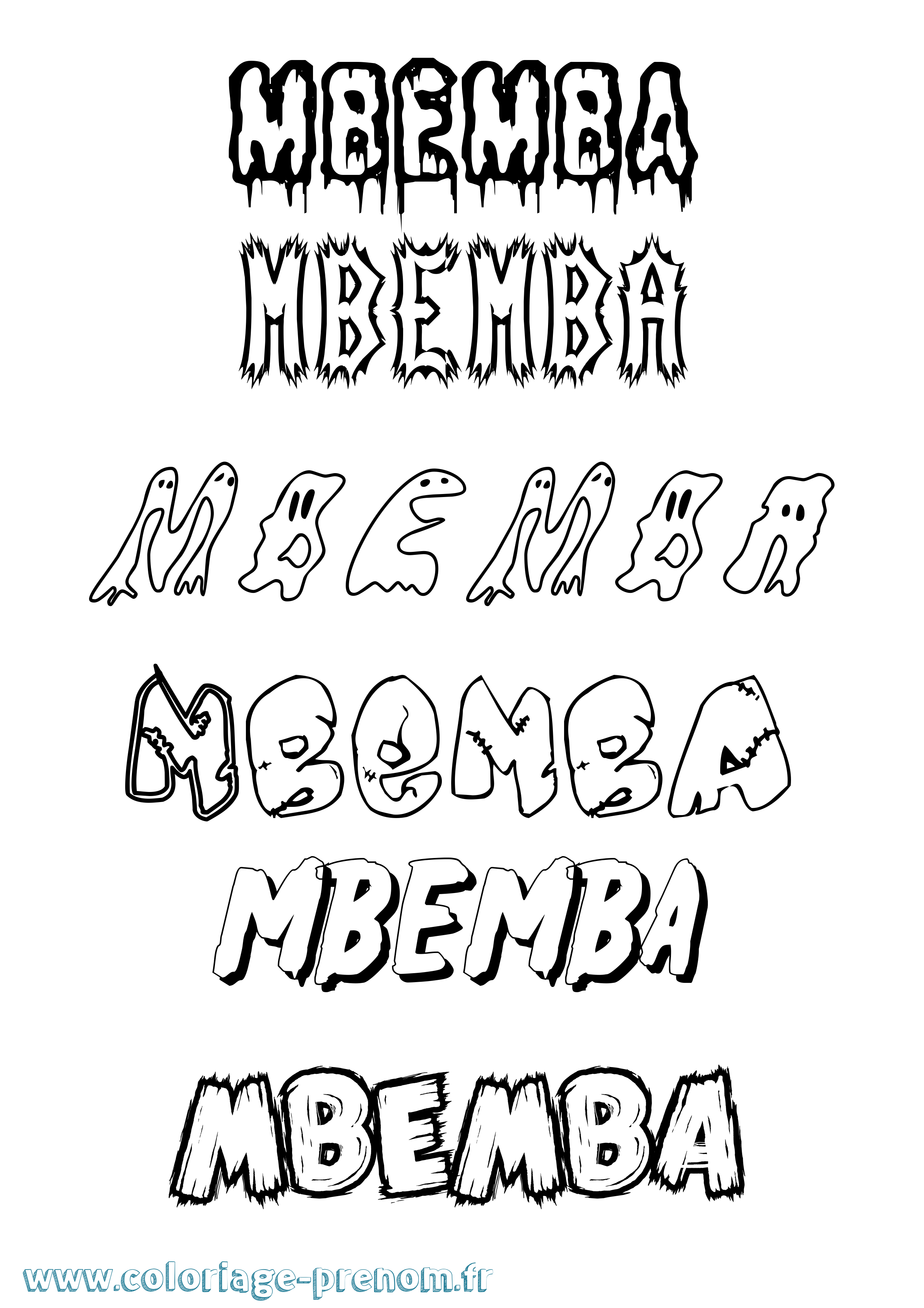 Coloriage Mbemba Frisson Coloriage prénom Mbemba Frisson