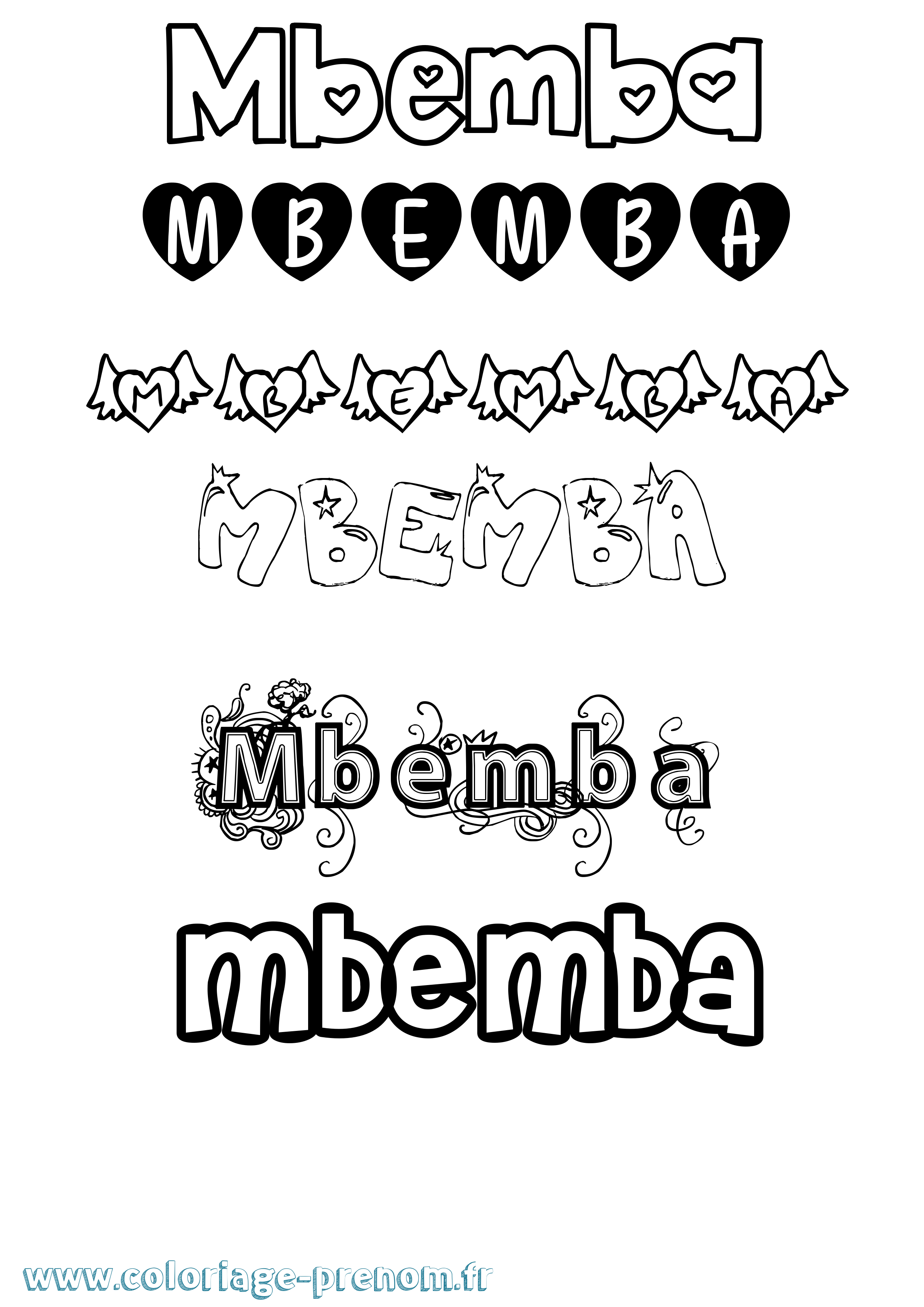 Coloriage Mbemba Girly Coloriage prénom Mbemba Girly