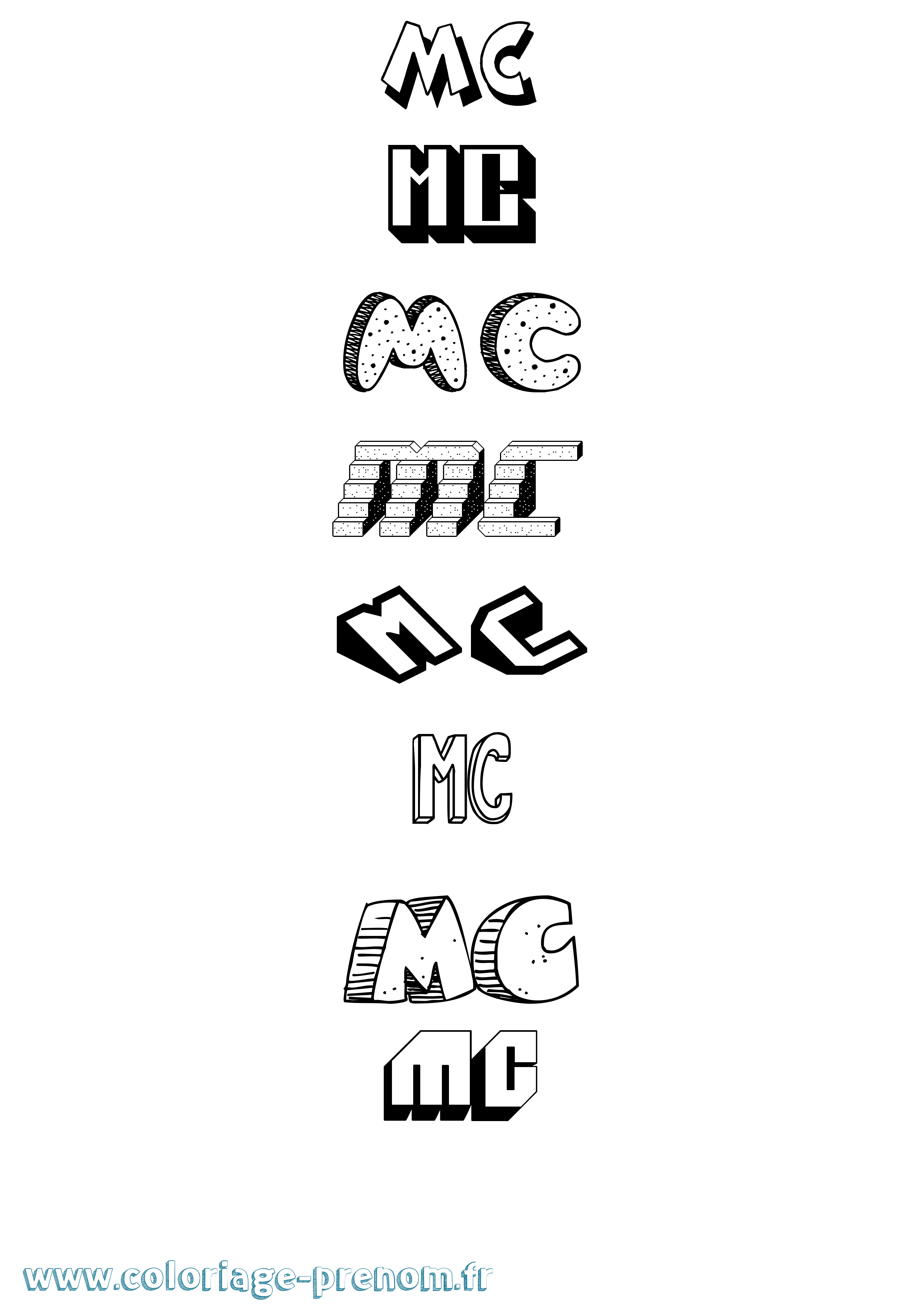 Coloriage Mc Effet 3D Coloriage prénom Mc Effet 3D