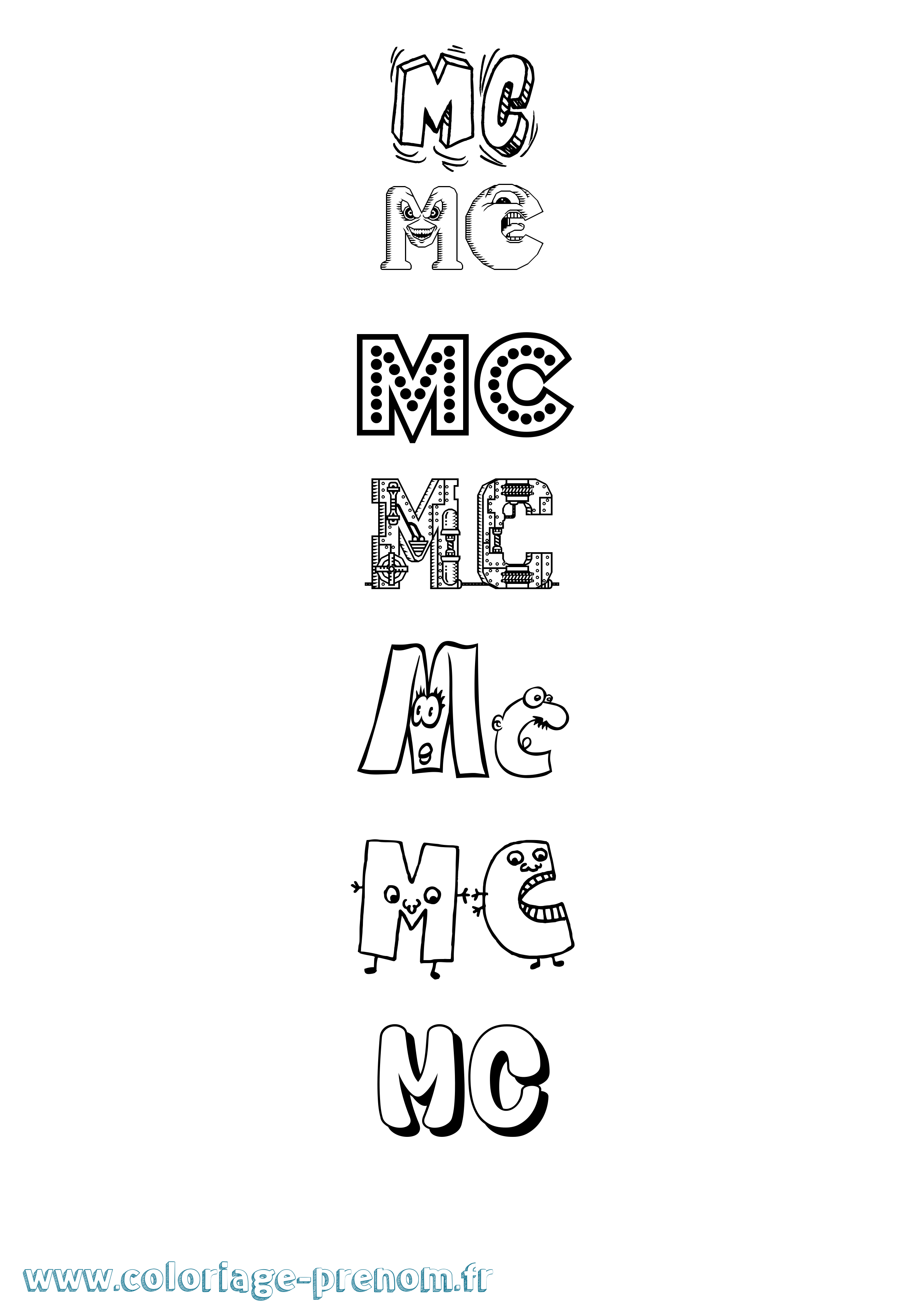 Coloriage Mc Fun Coloriage prénom Mc Fun