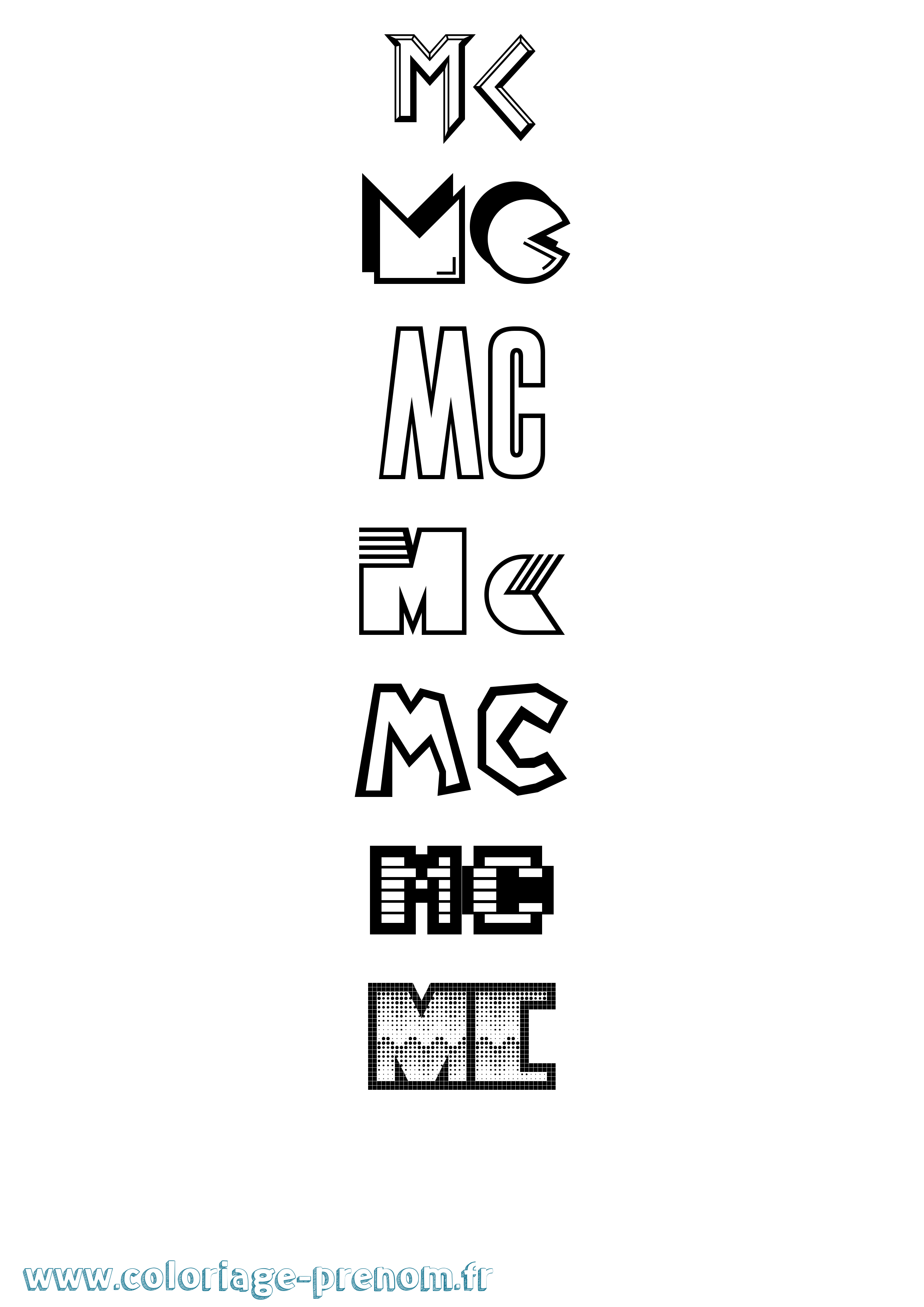 Coloriage Mc Jeux Vidéos Coloriage prénom Mc Jeux Vidéos