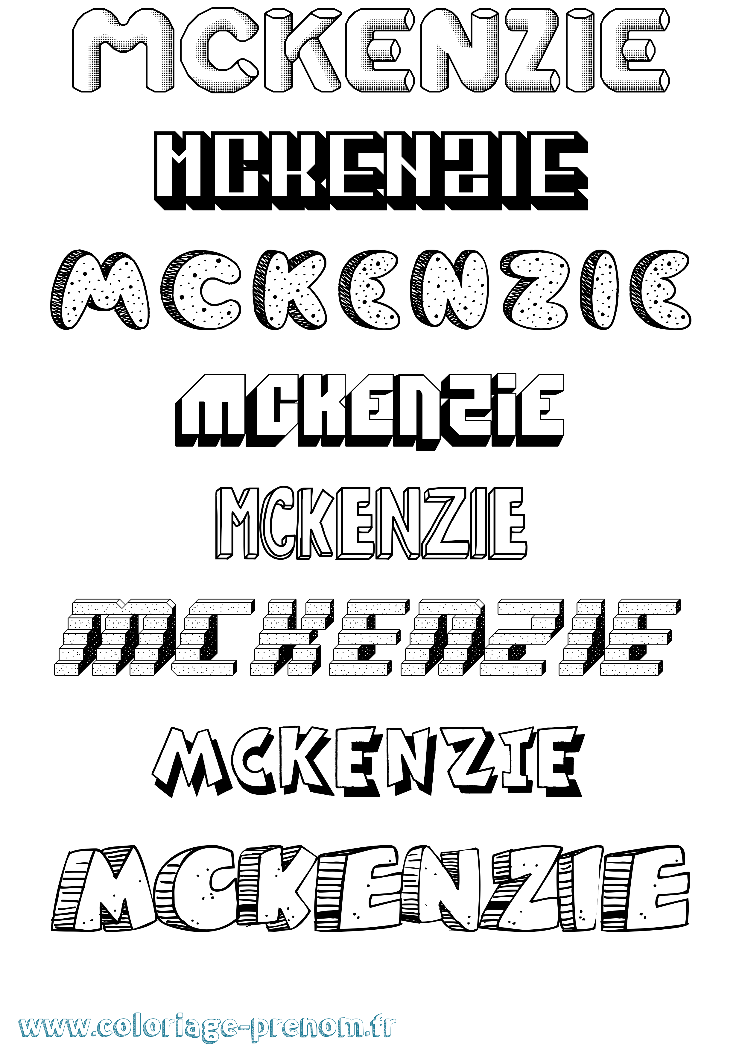 Coloriage Mckenzie Effet 3D Coloriage prénom Mckenzie Effet 3D