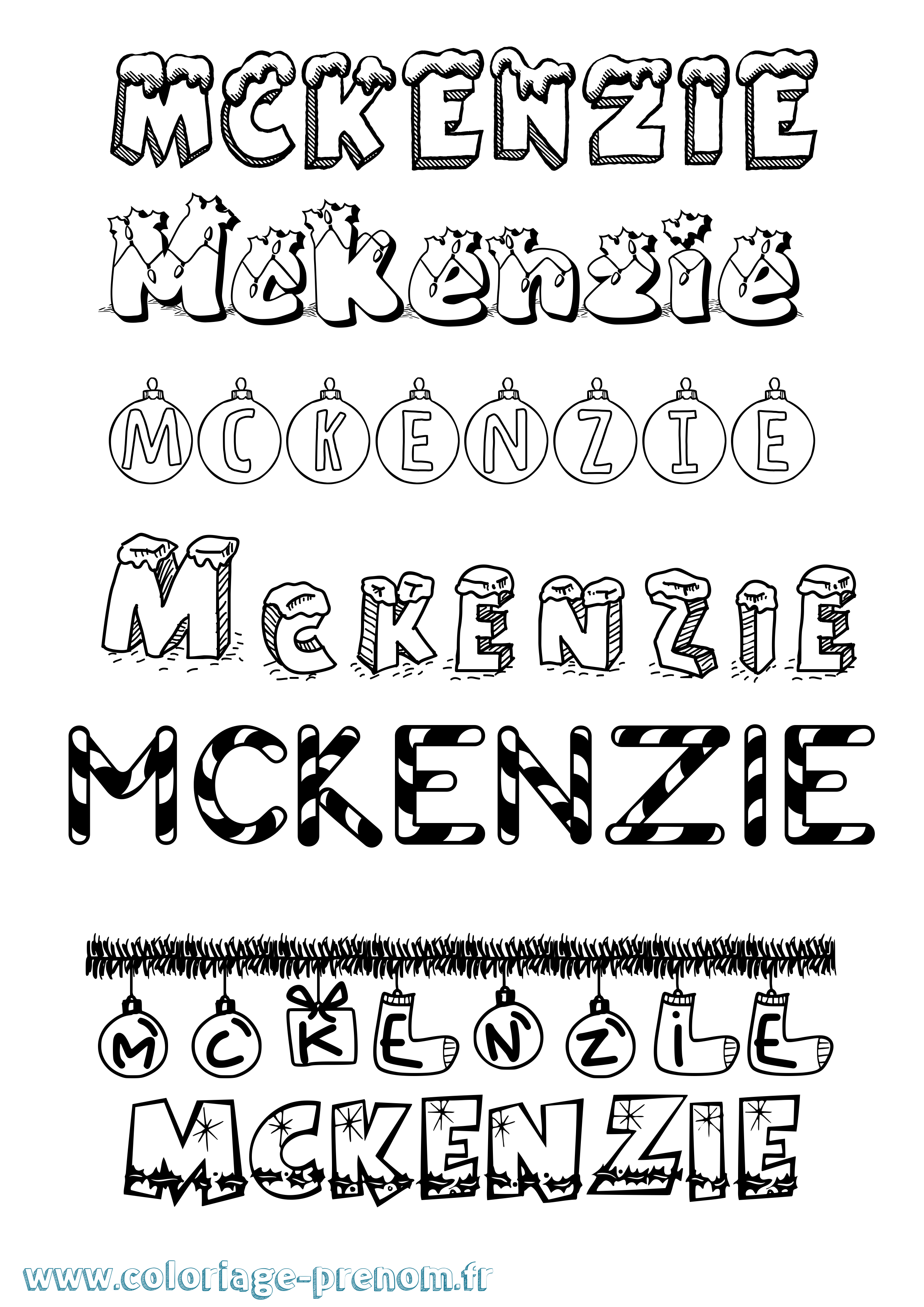 Coloriage Mckenzie Noël Coloriage prénom Mckenzie Noël