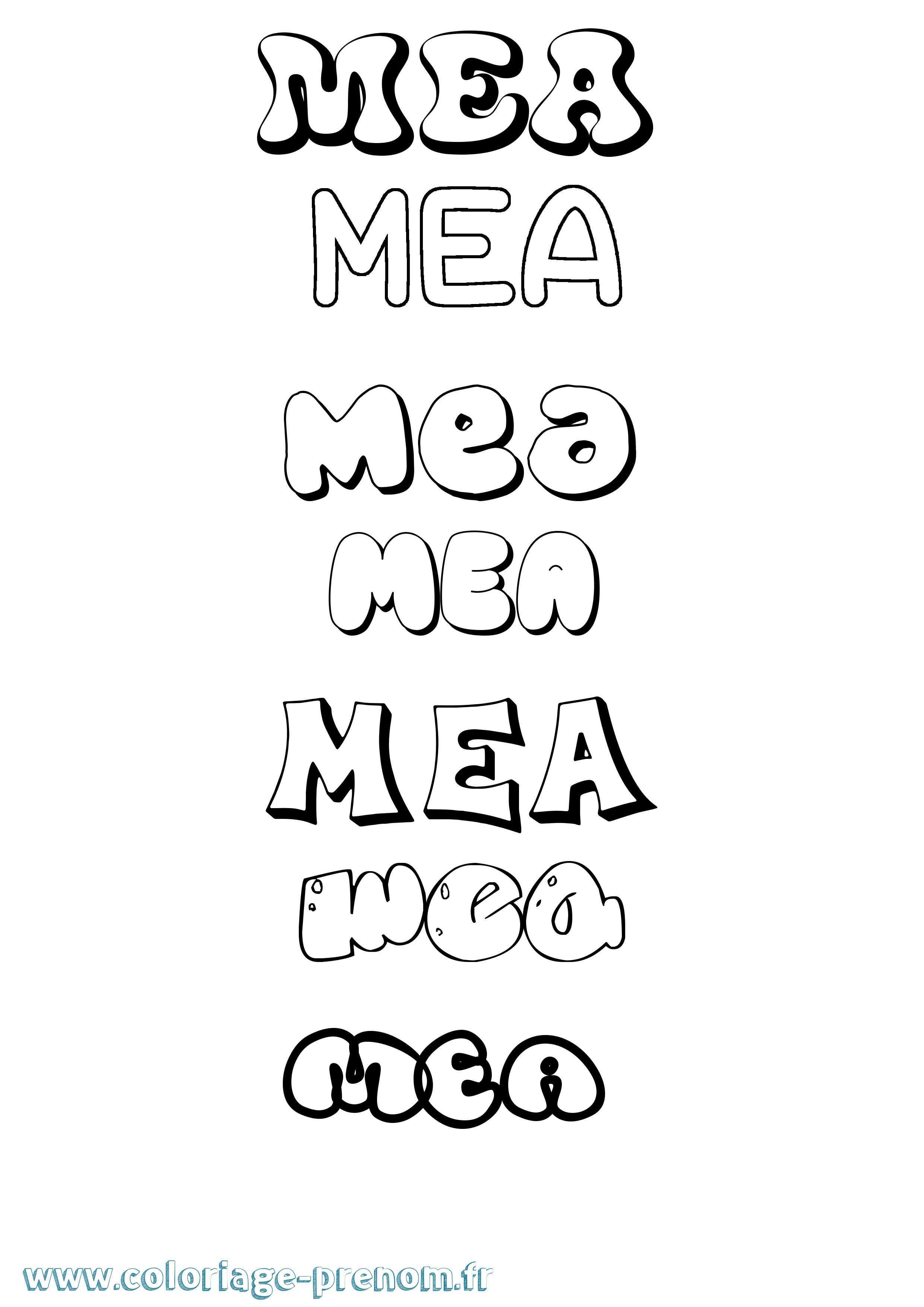Coloriage Mea Bubble Coloriage prénom Mea Bubble