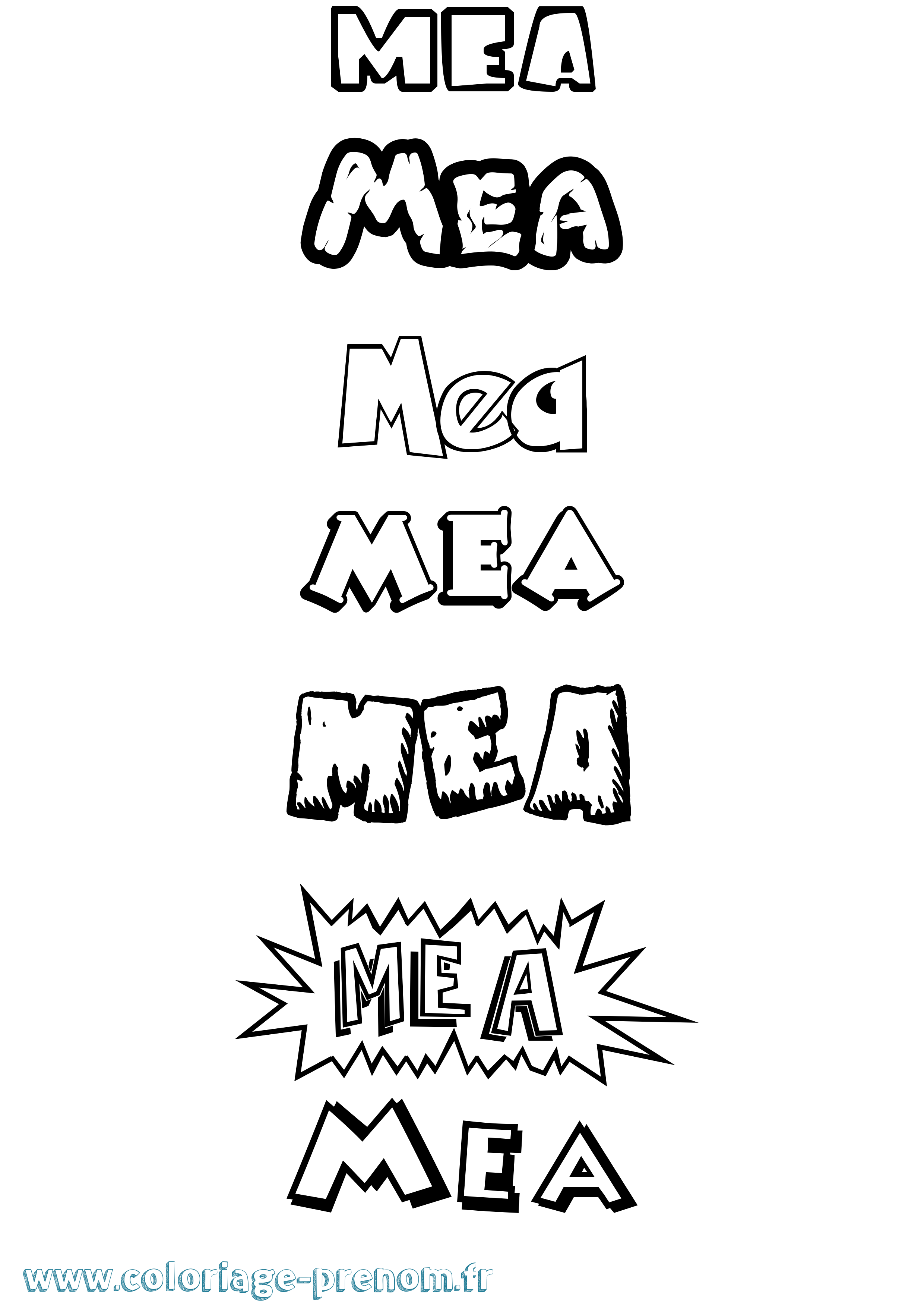 Coloriage Mea Dessin Animé Coloriage prénom Mea Dessin Animé