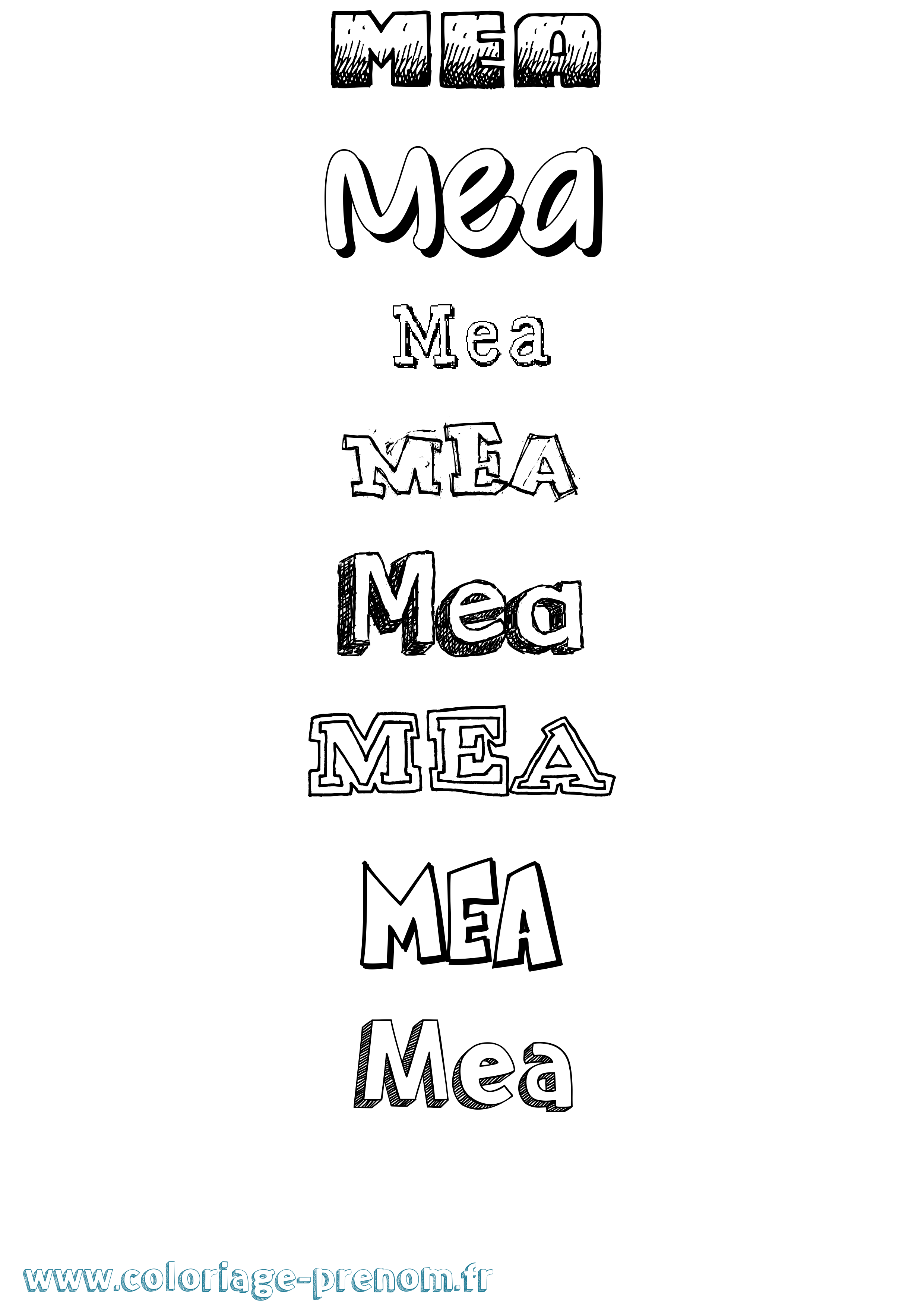 Coloriage Mea Dessiné Coloriage prénom Mea Dessiné