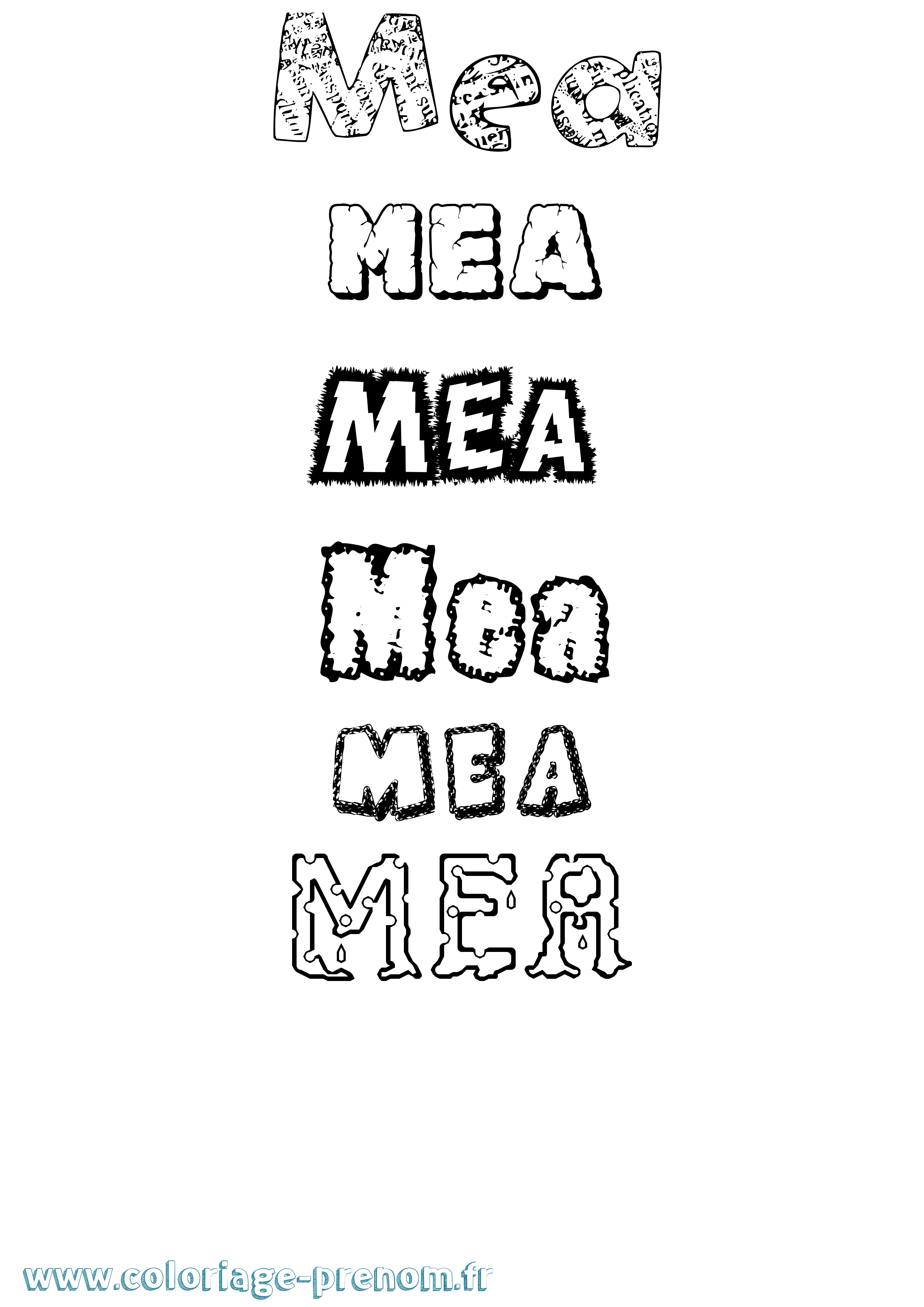 Coloriage Mea Destructuré Coloriage prénom Mea Destructuré