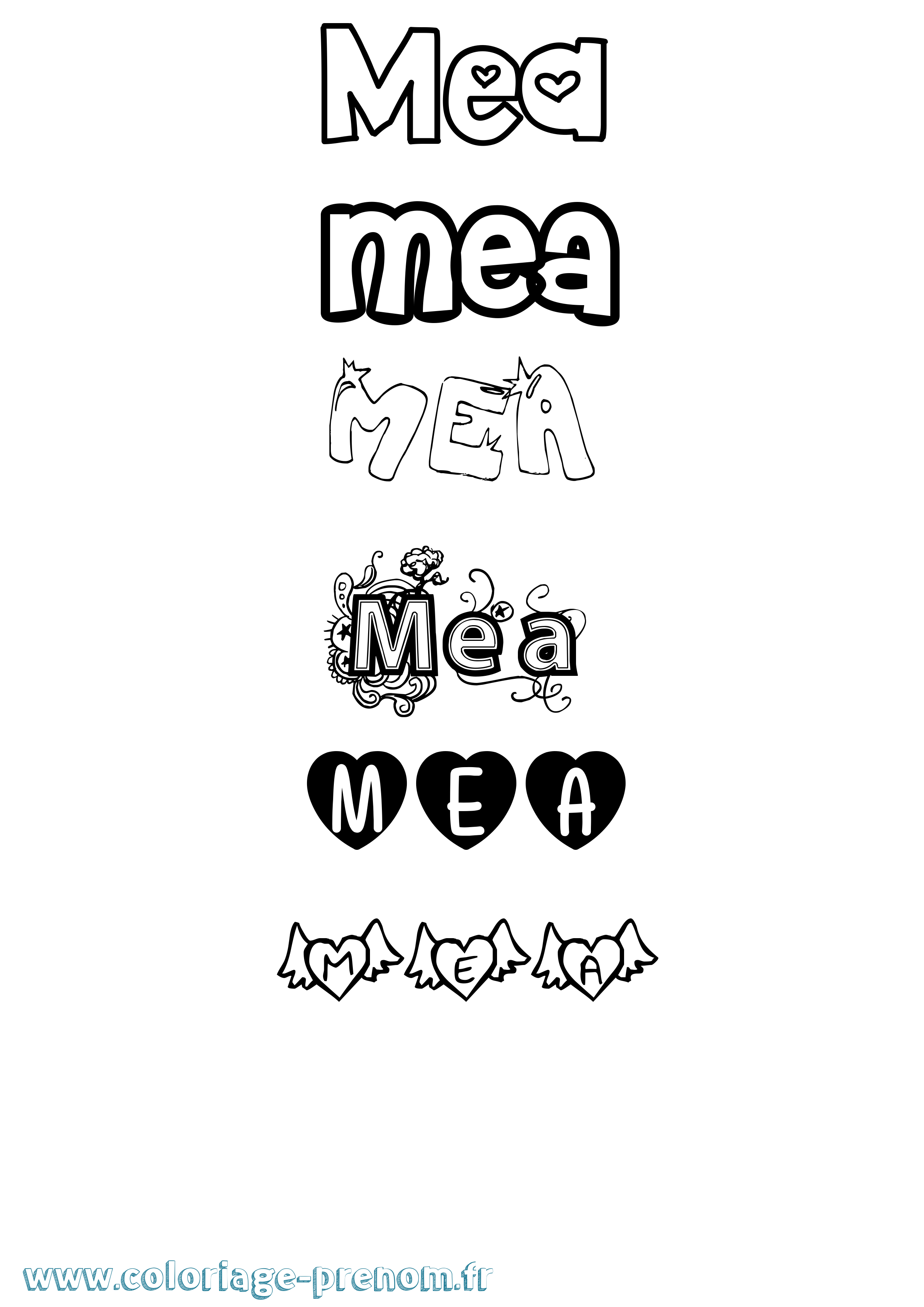 Coloriage Mea Girly Coloriage prénom Mea Girly