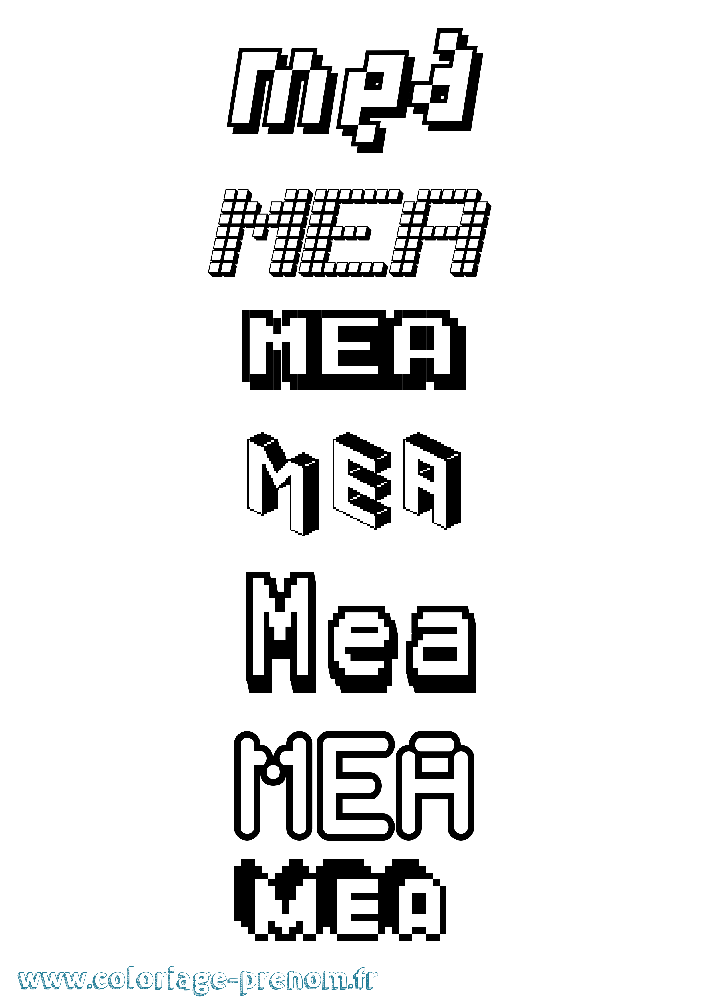 Coloriage Mea Pixel Coloriage prénom Mea Pixel