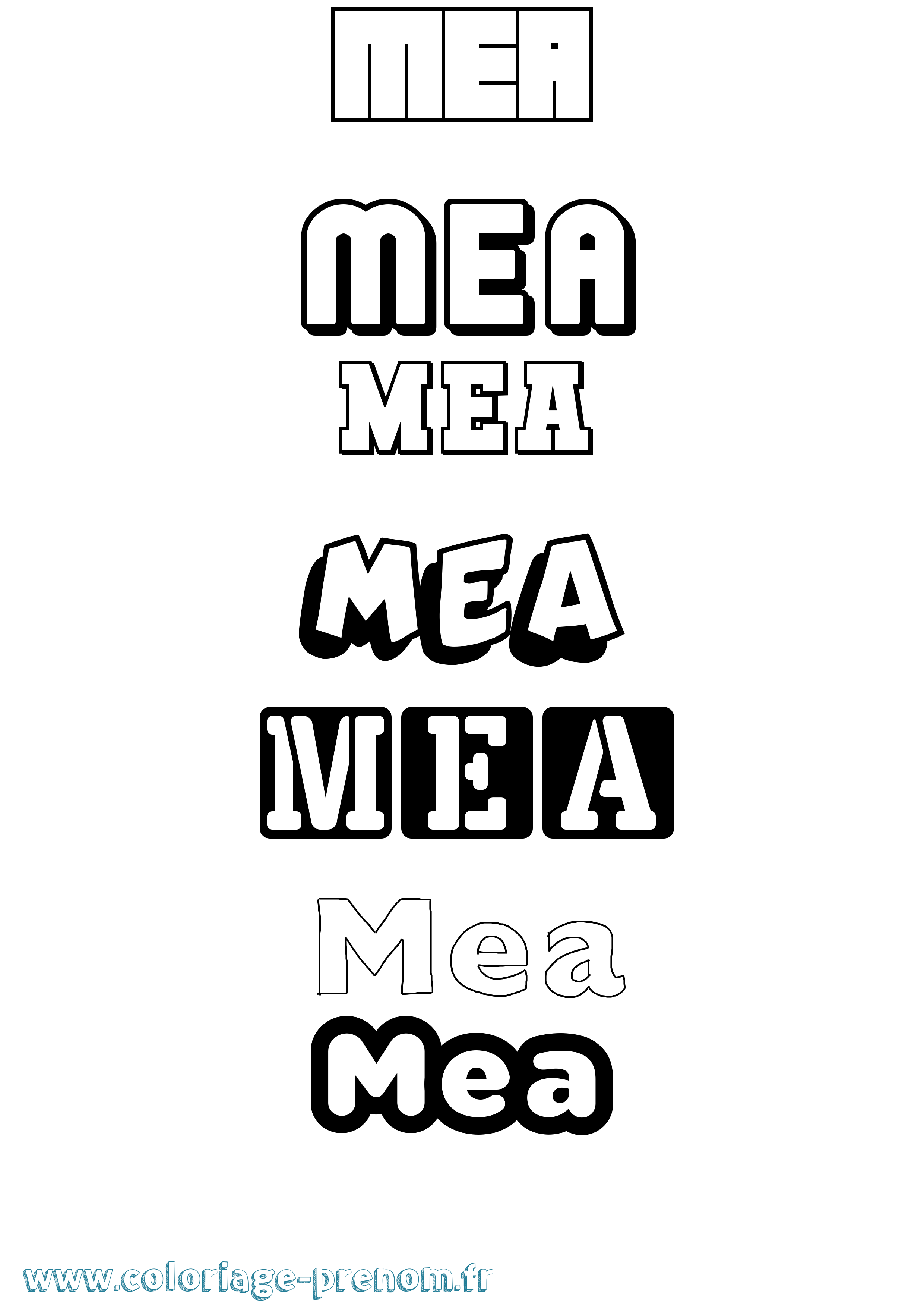 Coloriage Mea Simple Coloriage prénom Mea Simple