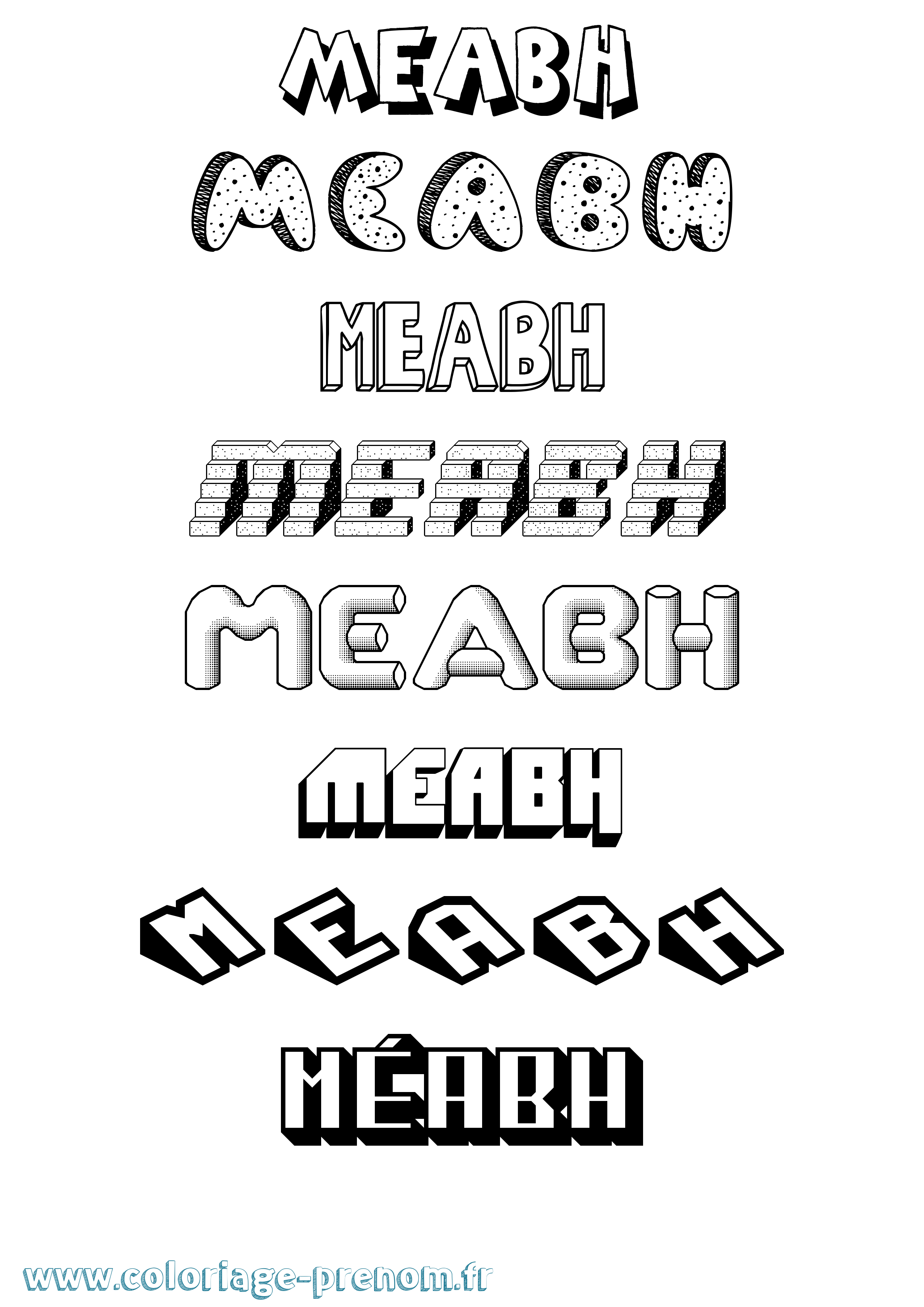 Coloriage Méabh Effet 3D Coloriage prénom Méabh Effet 3D