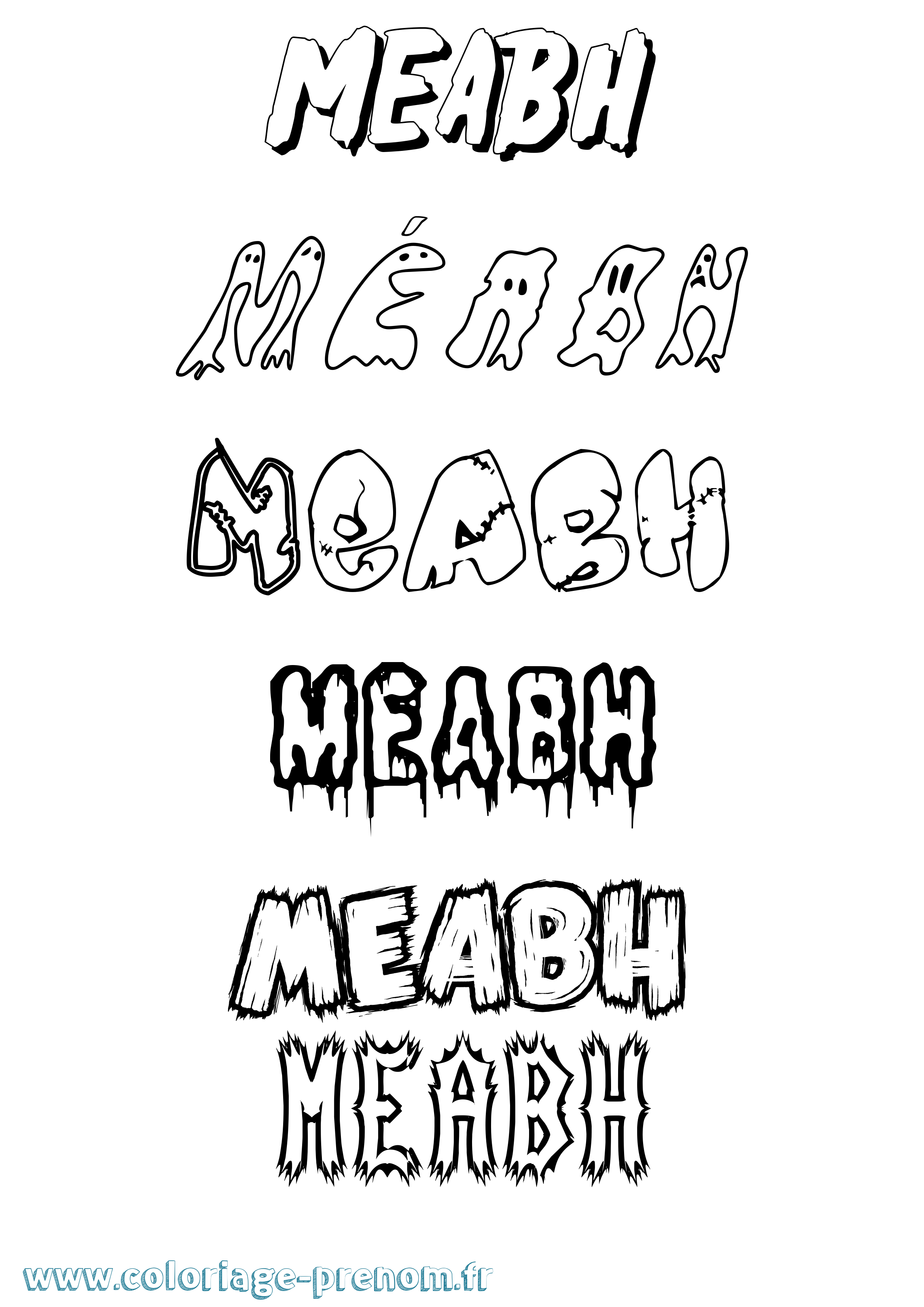 Coloriage Méabh Frisson Coloriage prénom Méabh Frisson