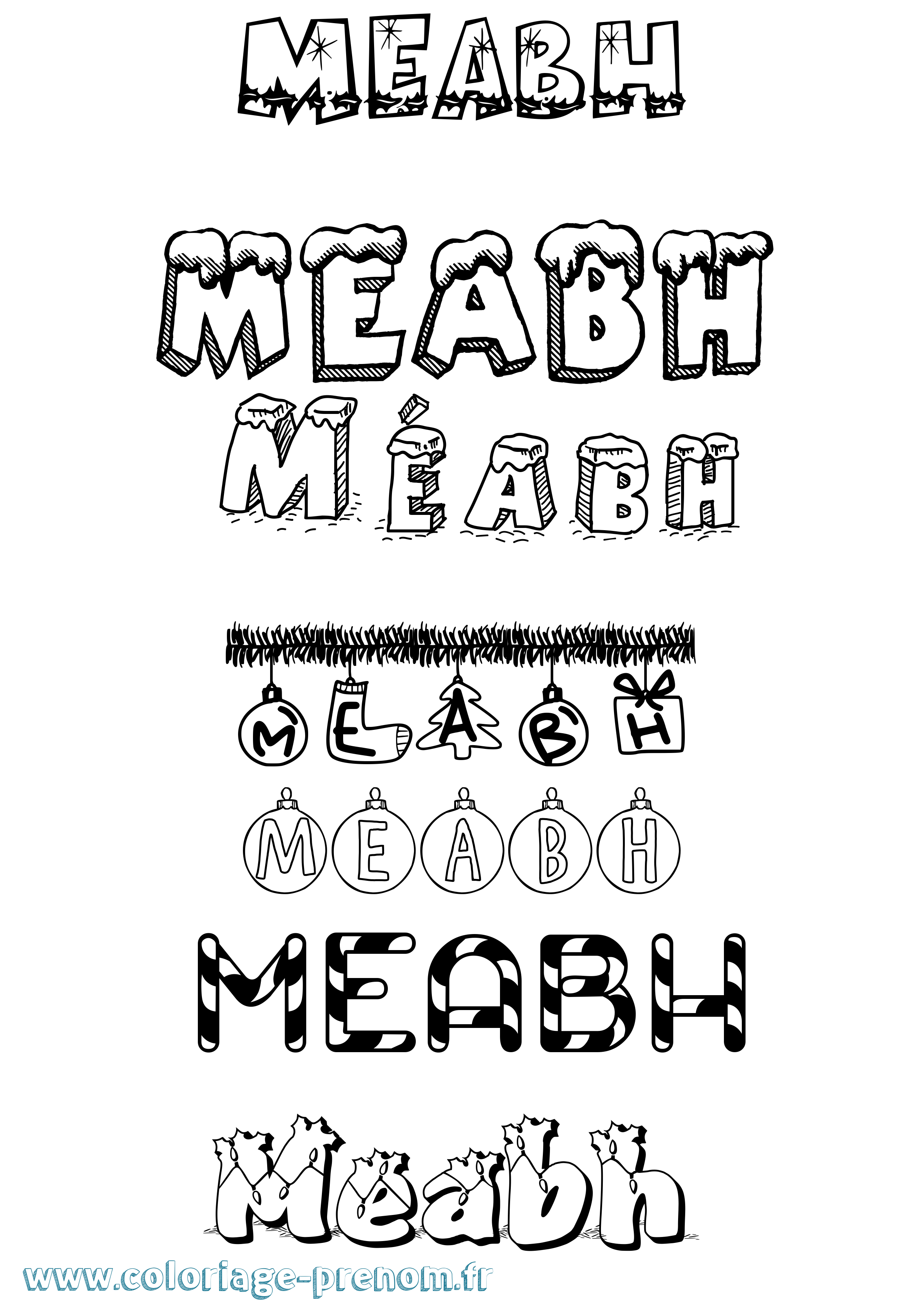 Coloriage Méabh Noël Coloriage prénom Méabh Noël