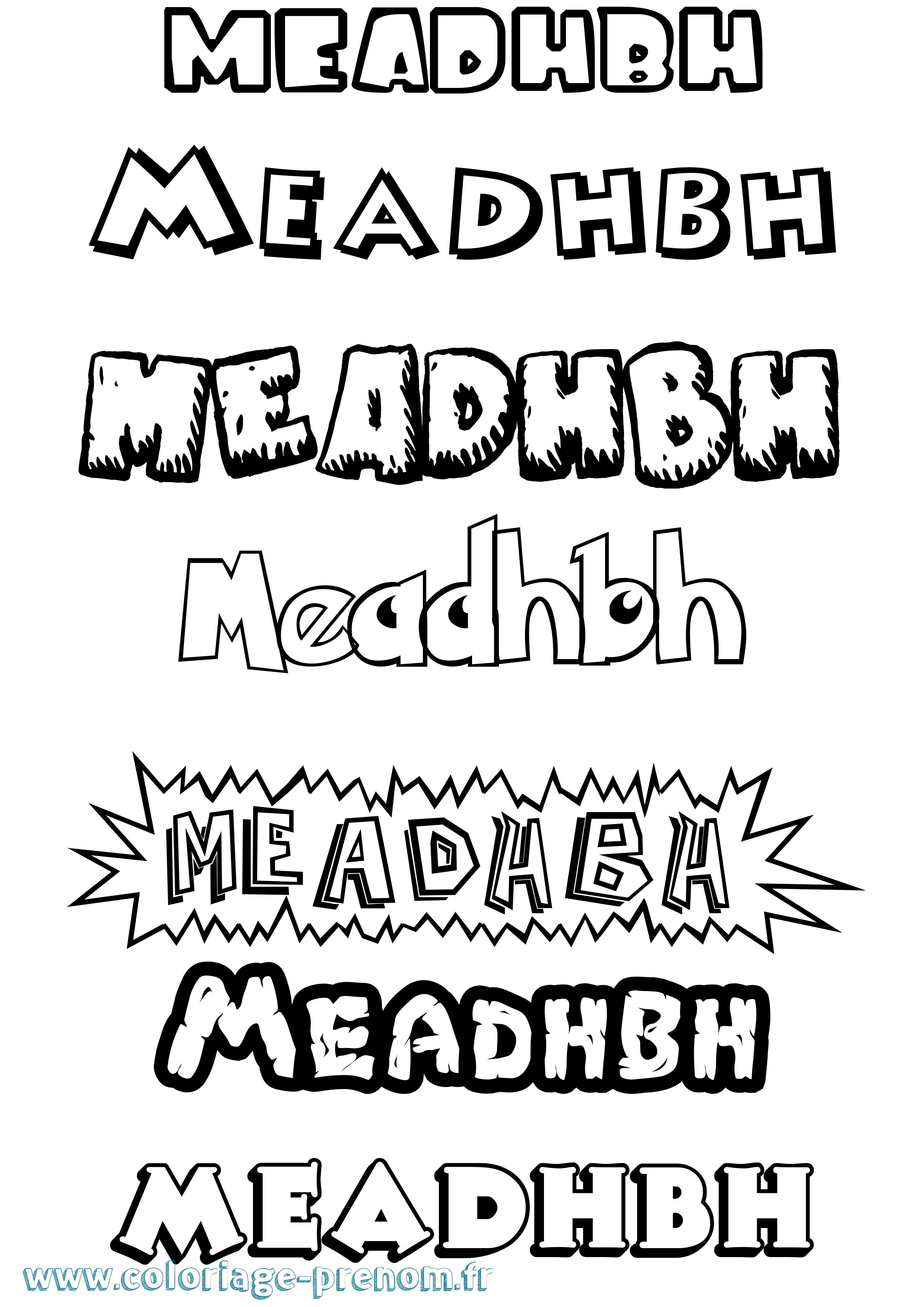 Coloriage Meadhbh Dessin Animé Coloriage prénom Meadhbh Dessin Animé