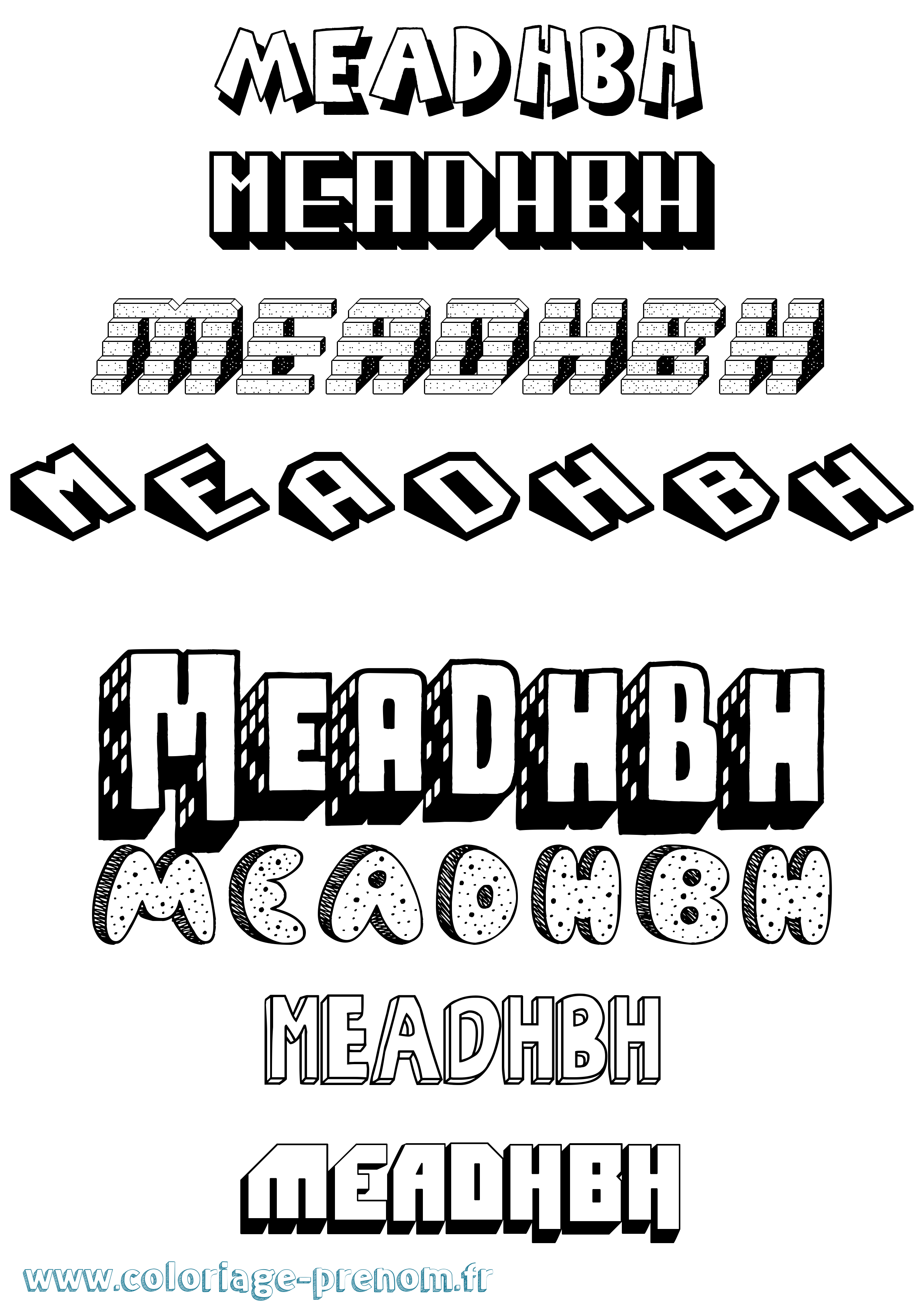 Coloriage Meadhbh Effet 3D Coloriage prénom Meadhbh Effet 3D