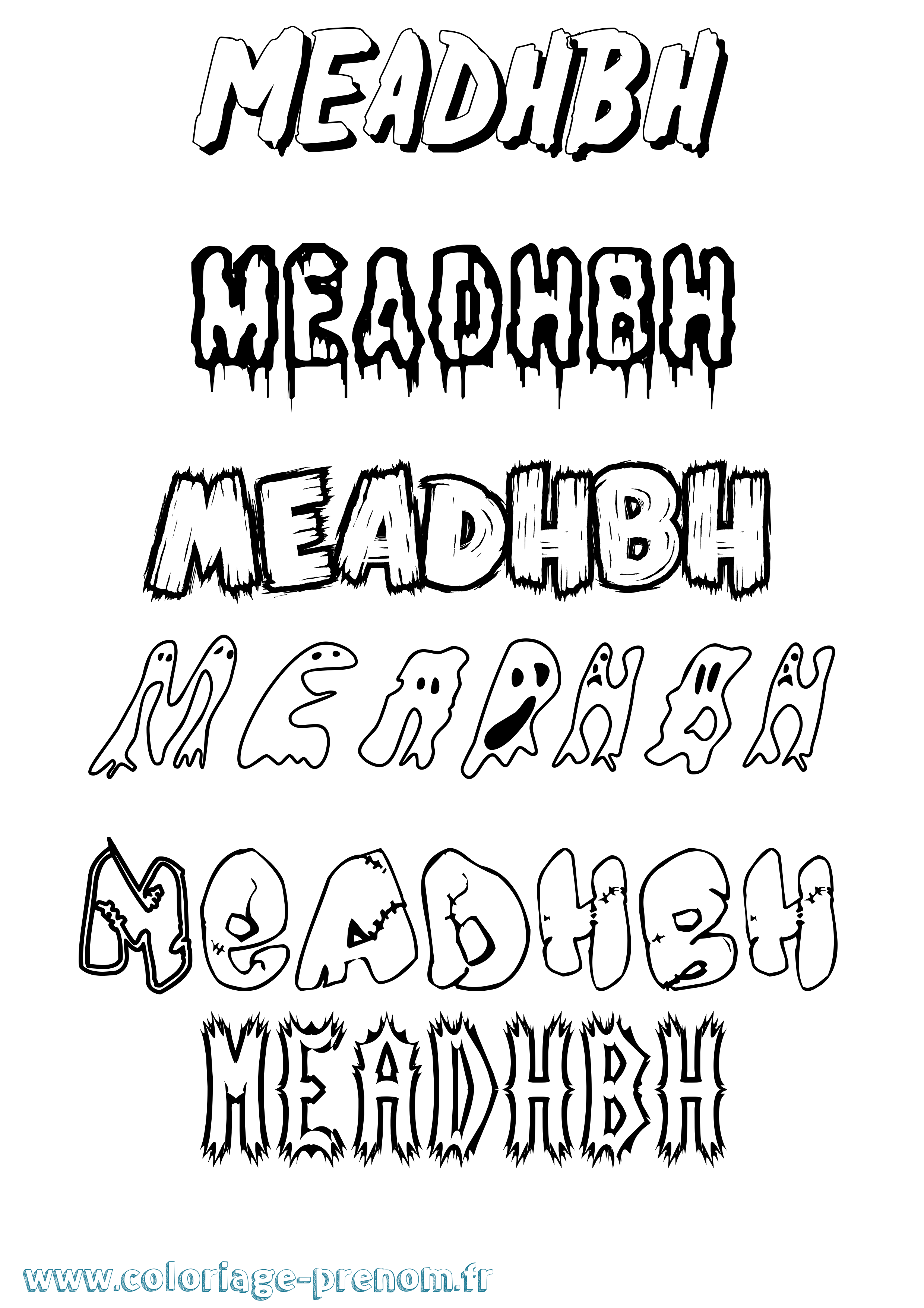 Coloriage Meadhbh Frisson Coloriage prénom Meadhbh Frisson