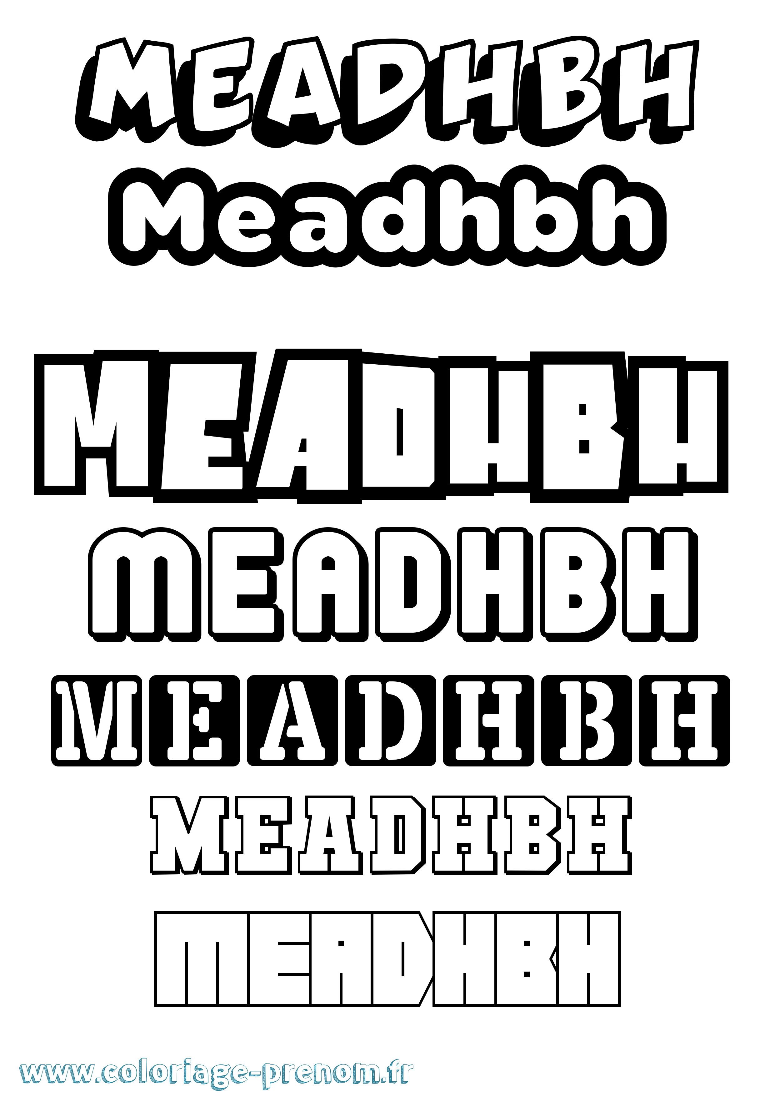 Coloriage Meadhbh Simple Coloriage prénom Meadhbh Simple