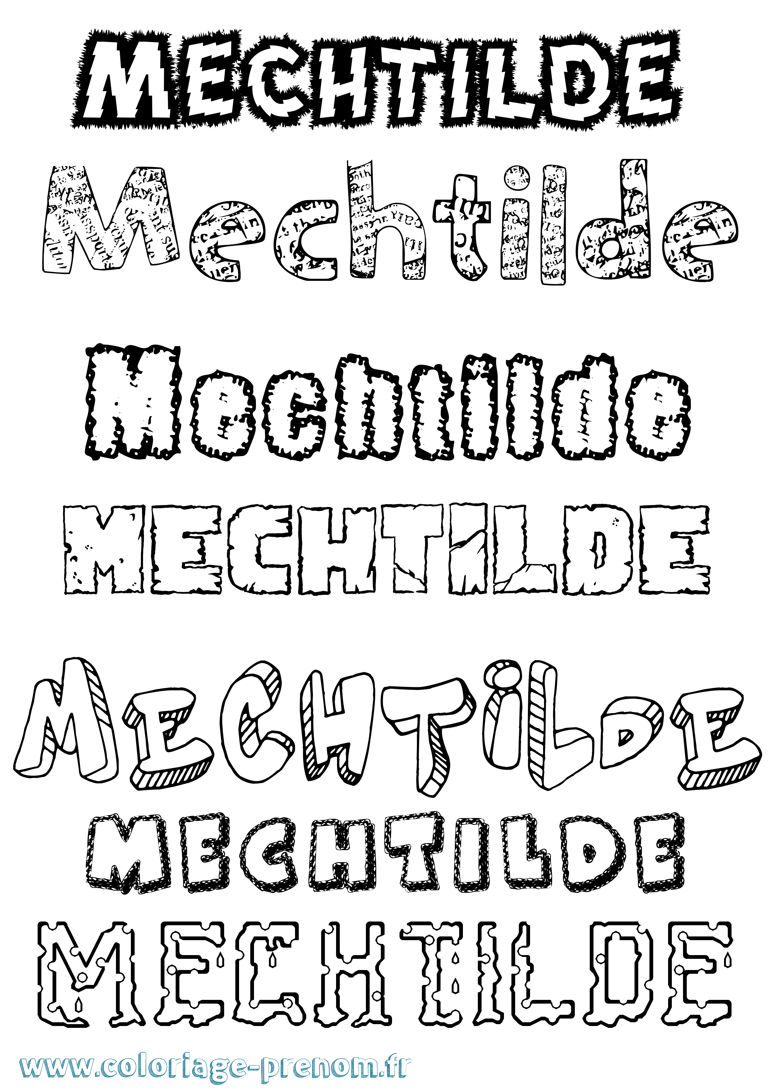 Coloriage Mechtilde Destructuré Coloriage prénom Mechtilde Destructuré