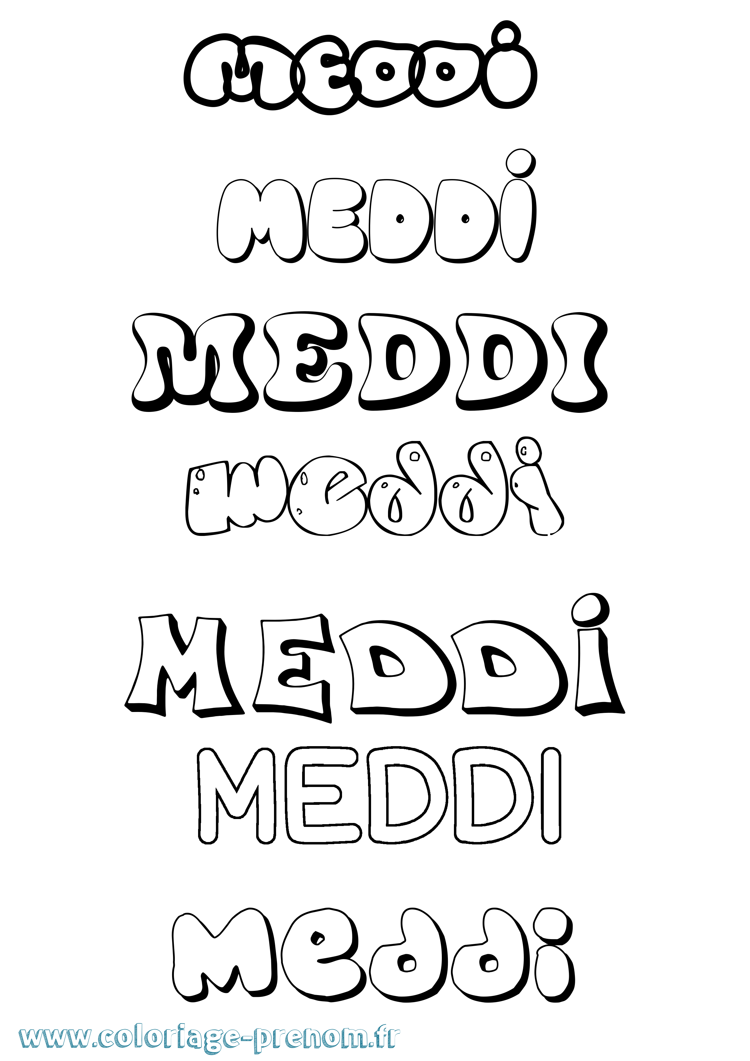 Coloriage Meddi Bubble Coloriage prénom Meddi Bubble