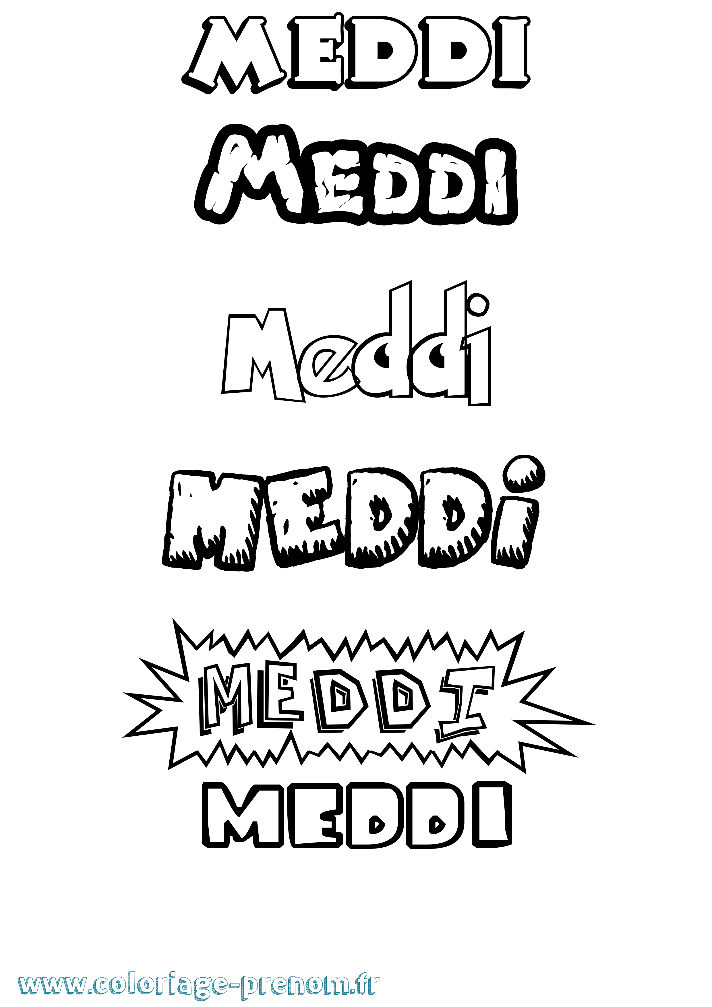 Coloriage Meddi Dessin Animé Coloriage prénom Meddi Dessin Animé