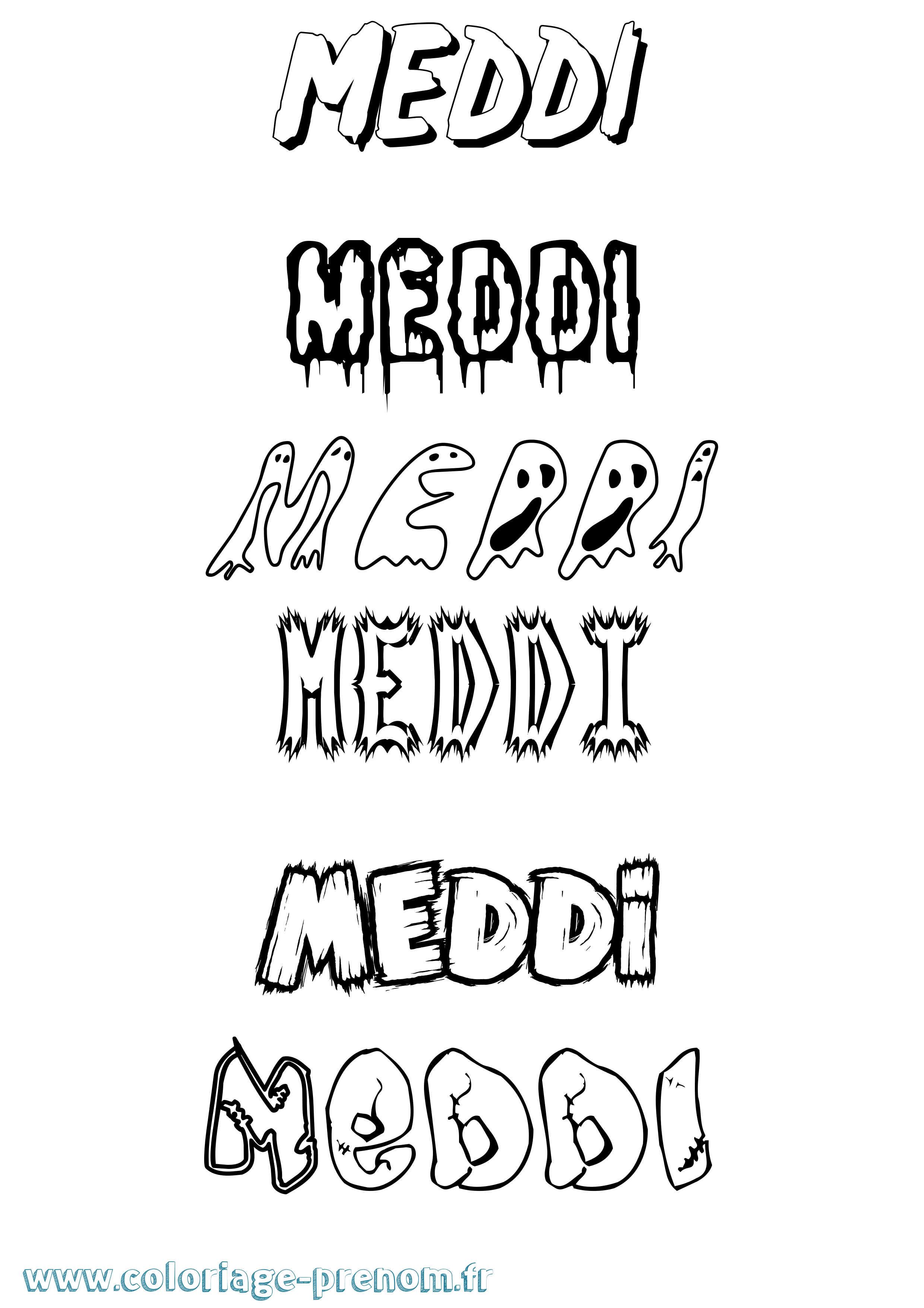 Coloriage Meddi Frisson Coloriage prénom Meddi Frisson