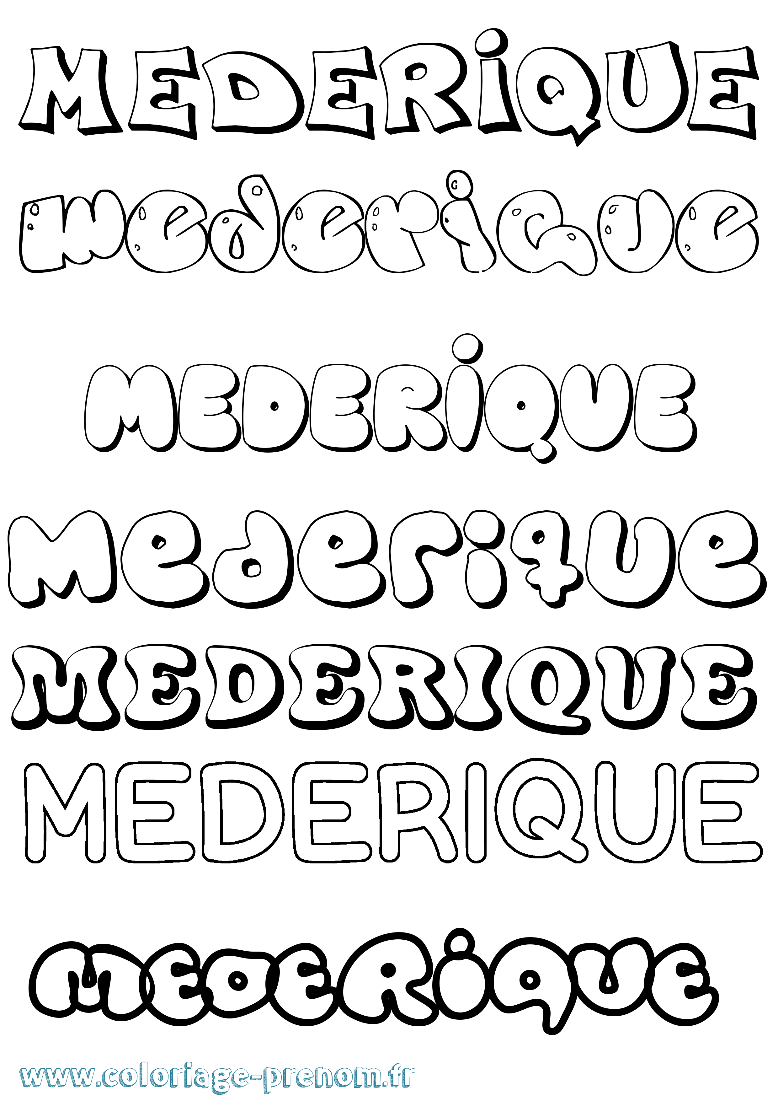Coloriage Mederique Bubble Coloriage prénom Mederique Bubble
