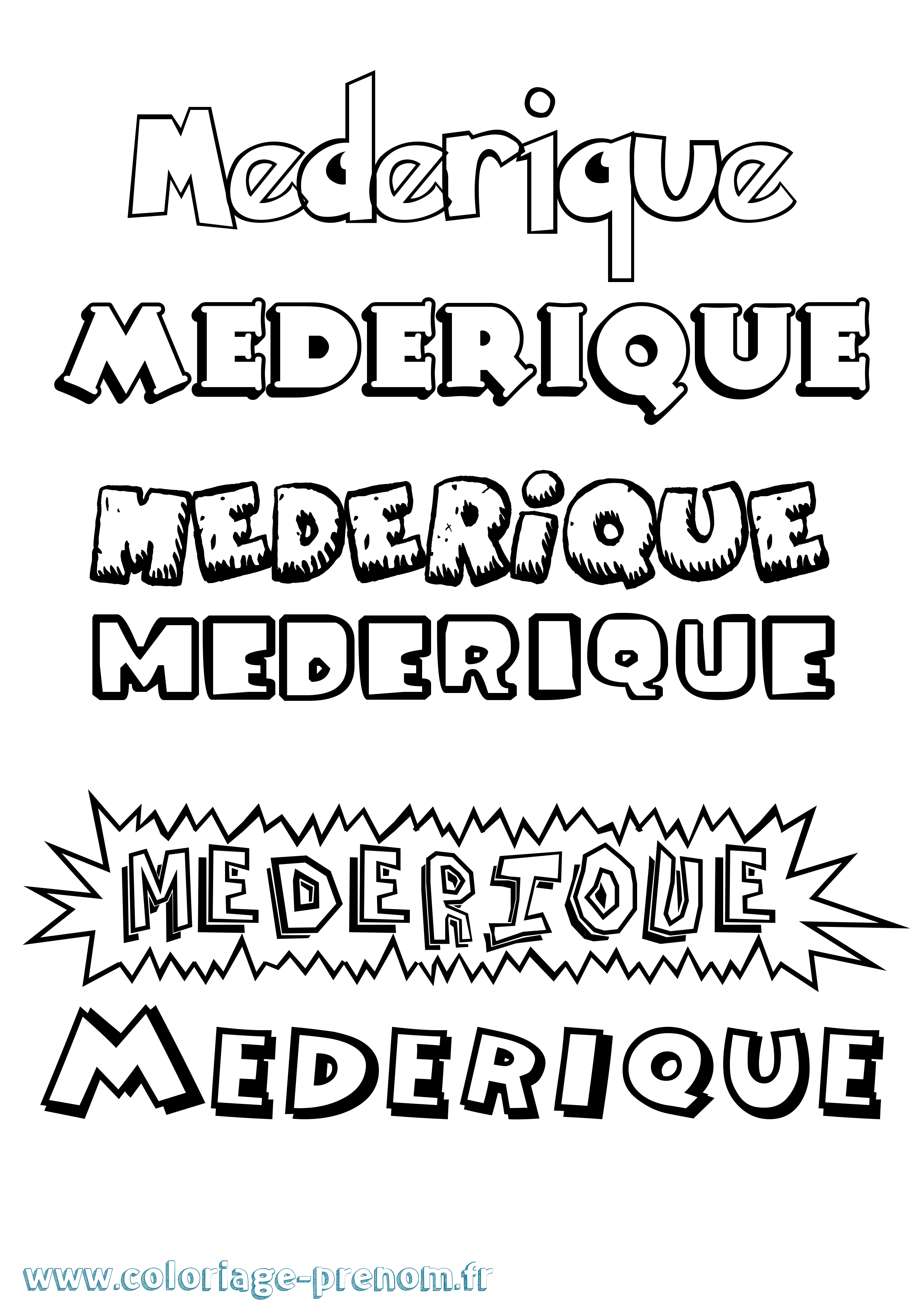 Coloriage Mederique Dessin Animé Coloriage prénom Mederique Dessin Animé