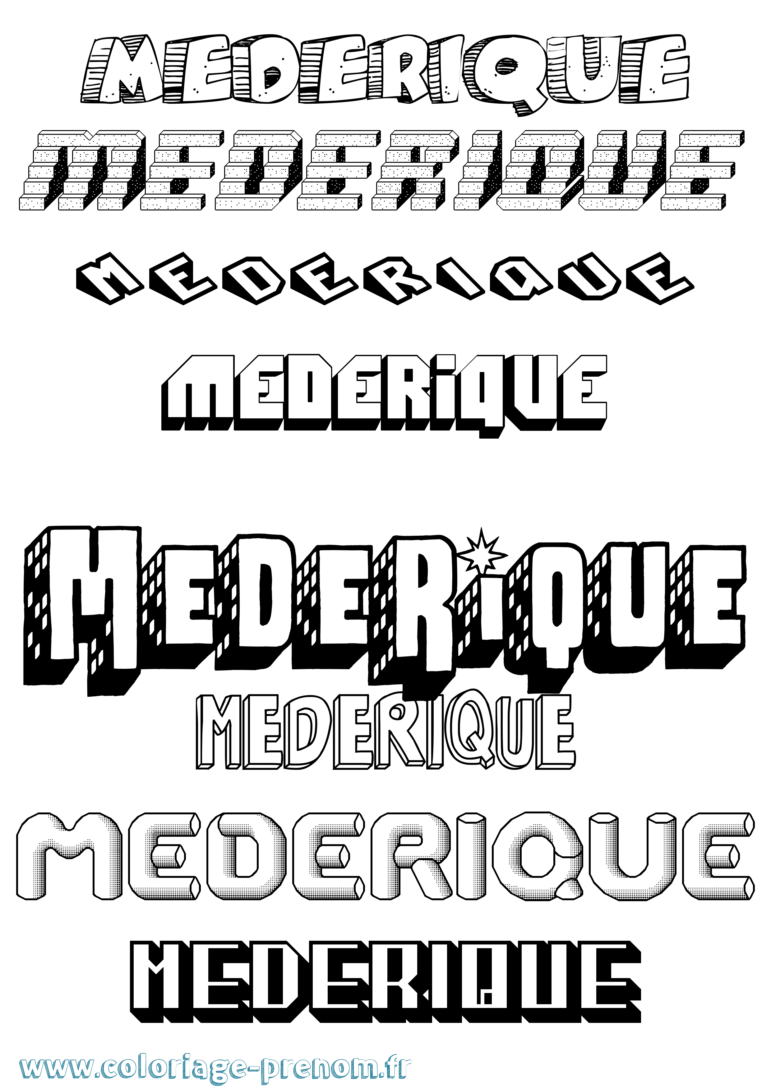 Coloriage Mederique Effet 3D Coloriage prénom Mederique Effet 3D