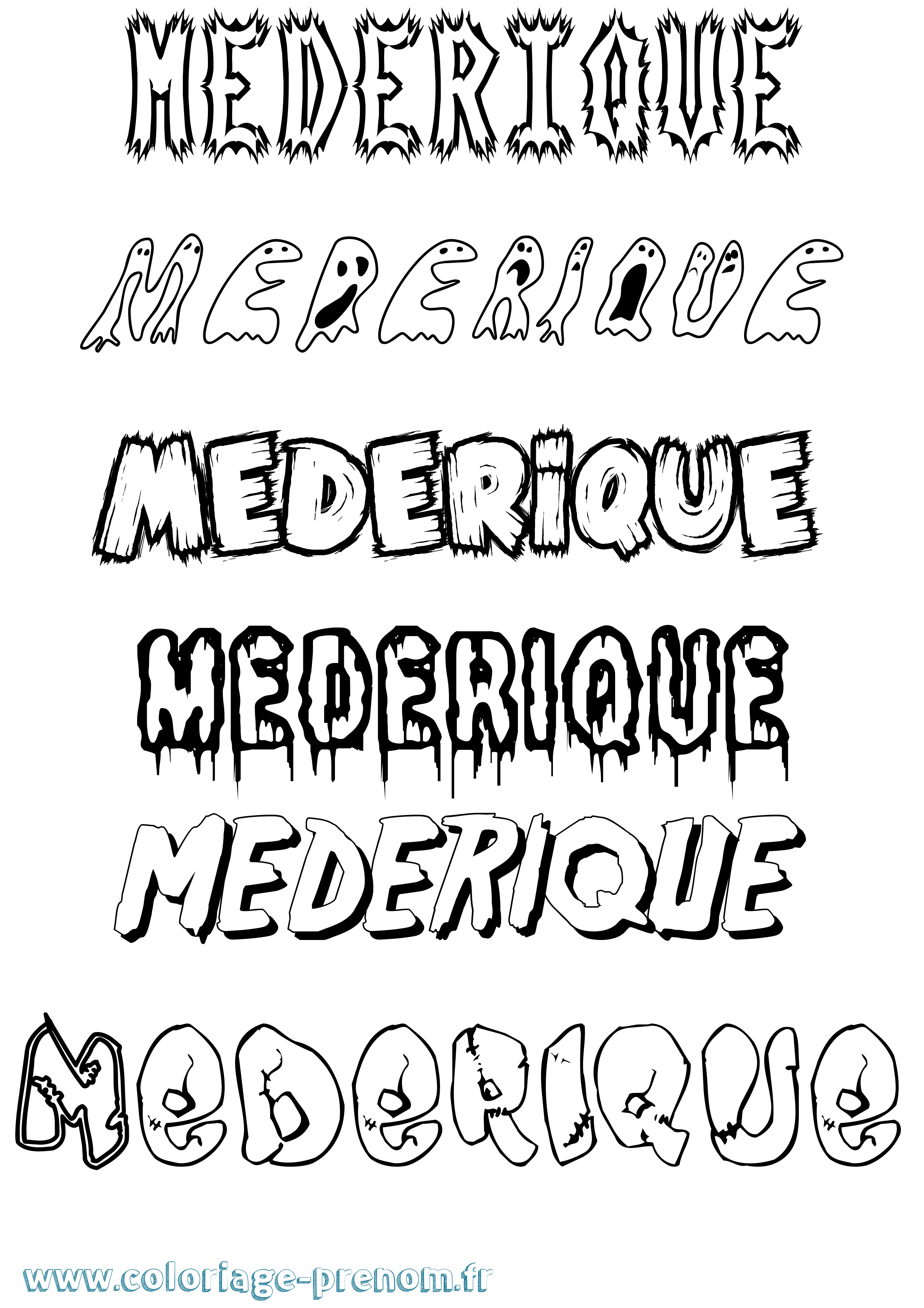 Coloriage Mederique Frisson Coloriage prénom Mederique Frisson