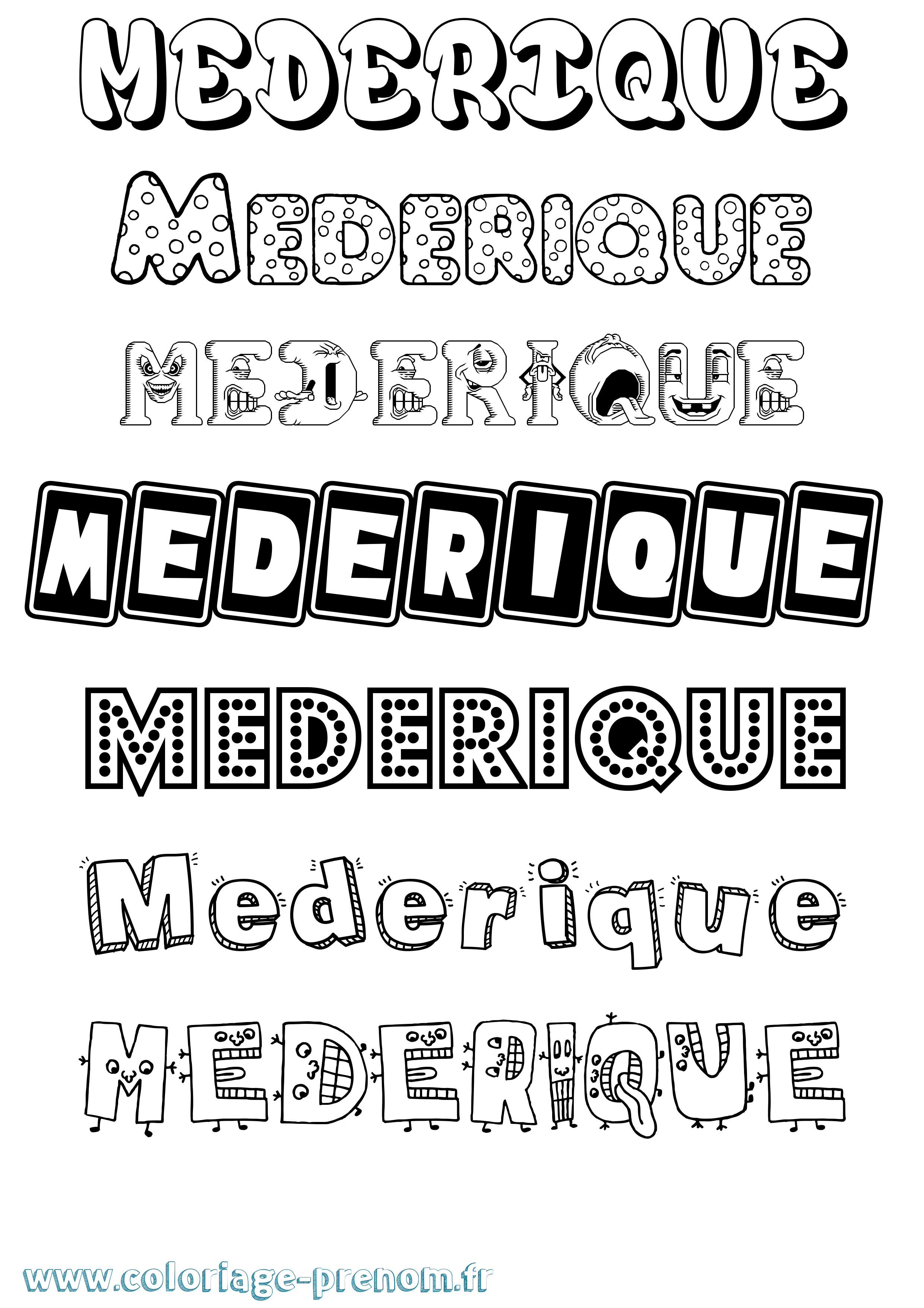 Coloriage Mederique Fun Coloriage prénom Mederique Fun