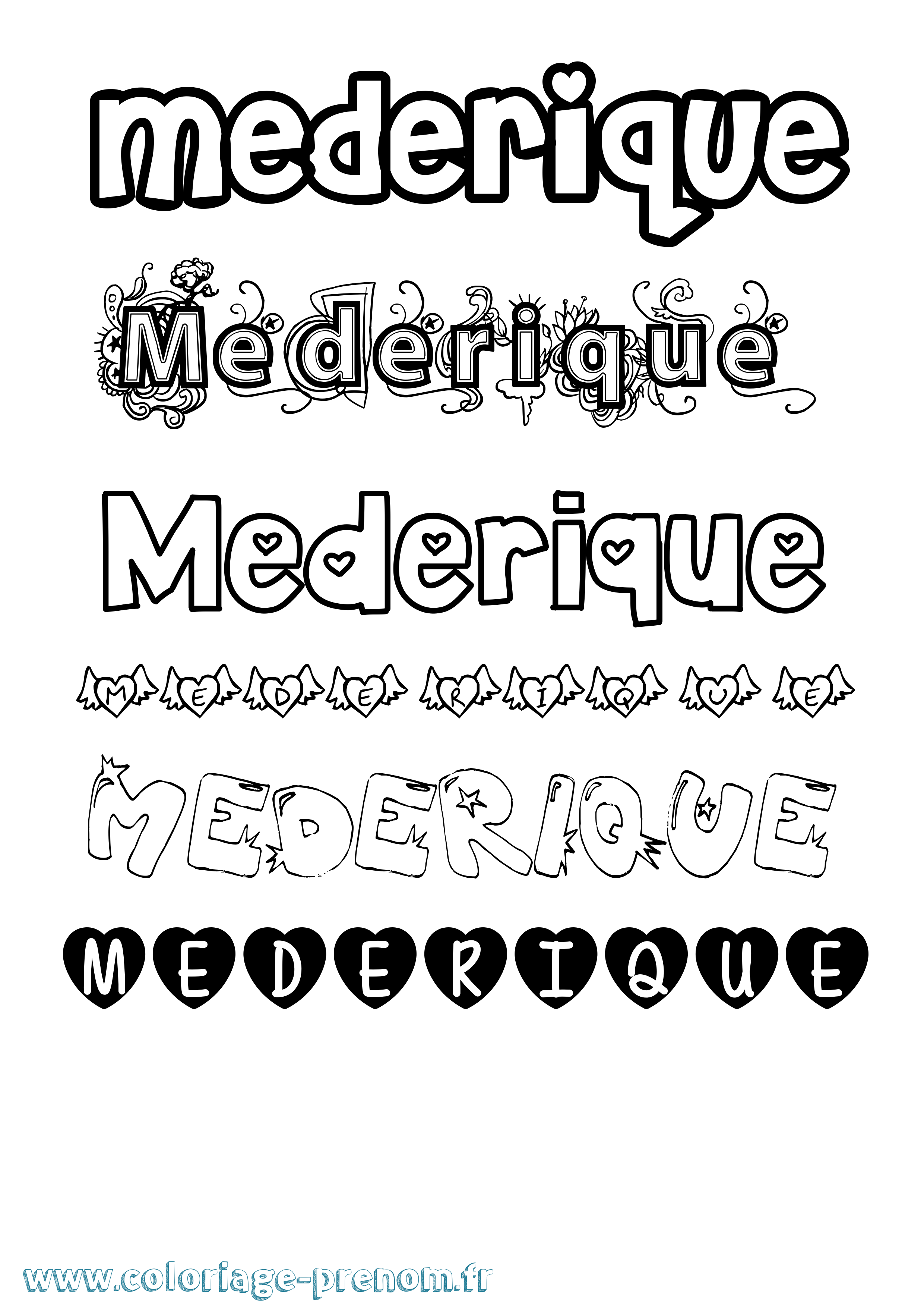 Coloriage Mederique Girly Coloriage prénom Mederique Girly