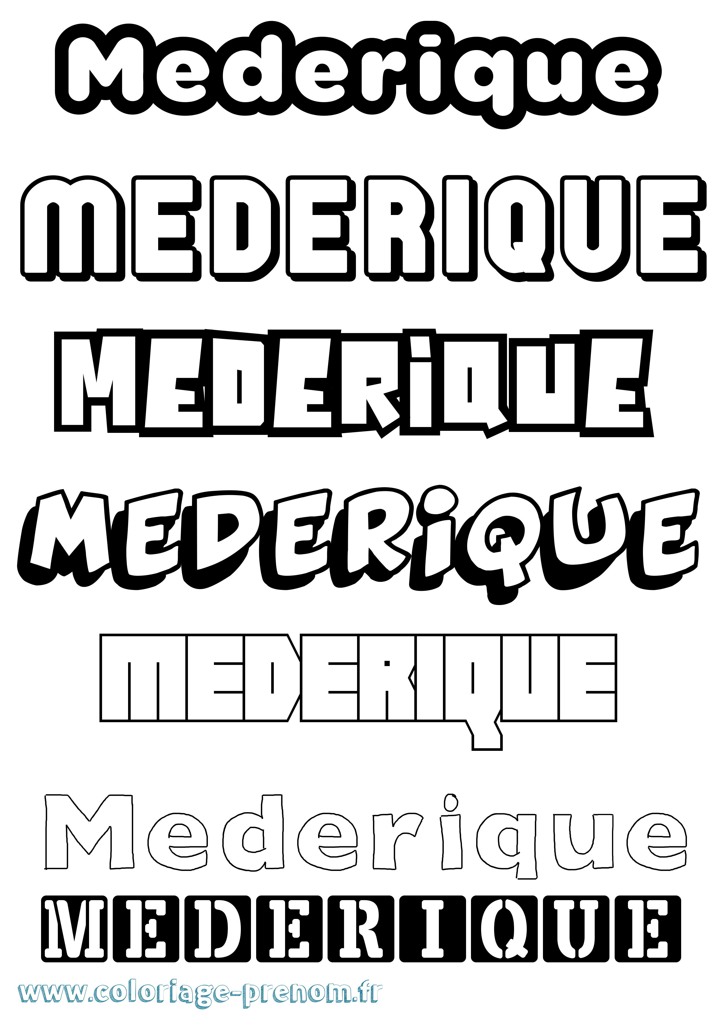 Coloriage Mederique Simple Coloriage prénom Mederique Simple
