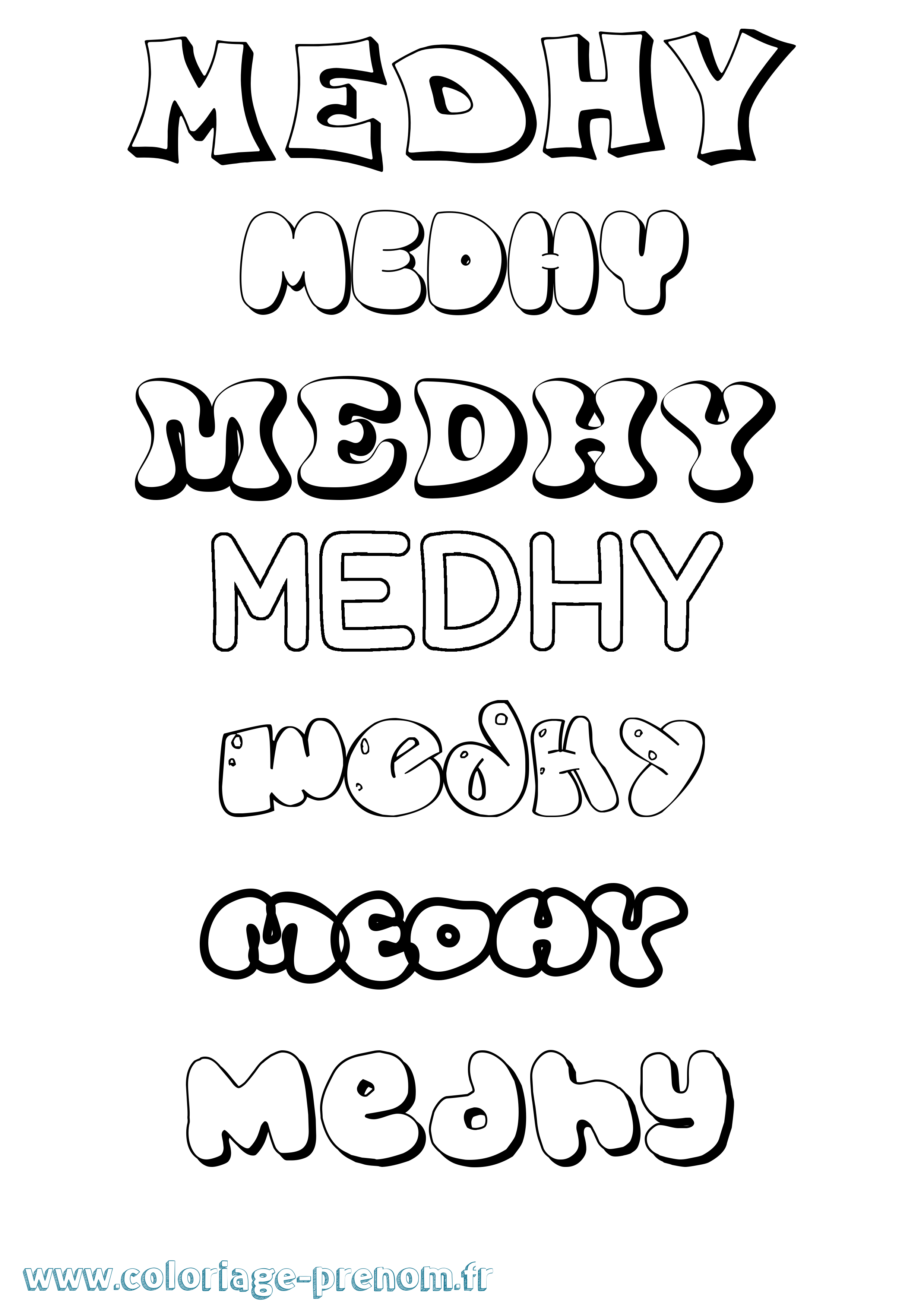 Coloriage Medhy Bubble Coloriage prénom Medhy Bubble