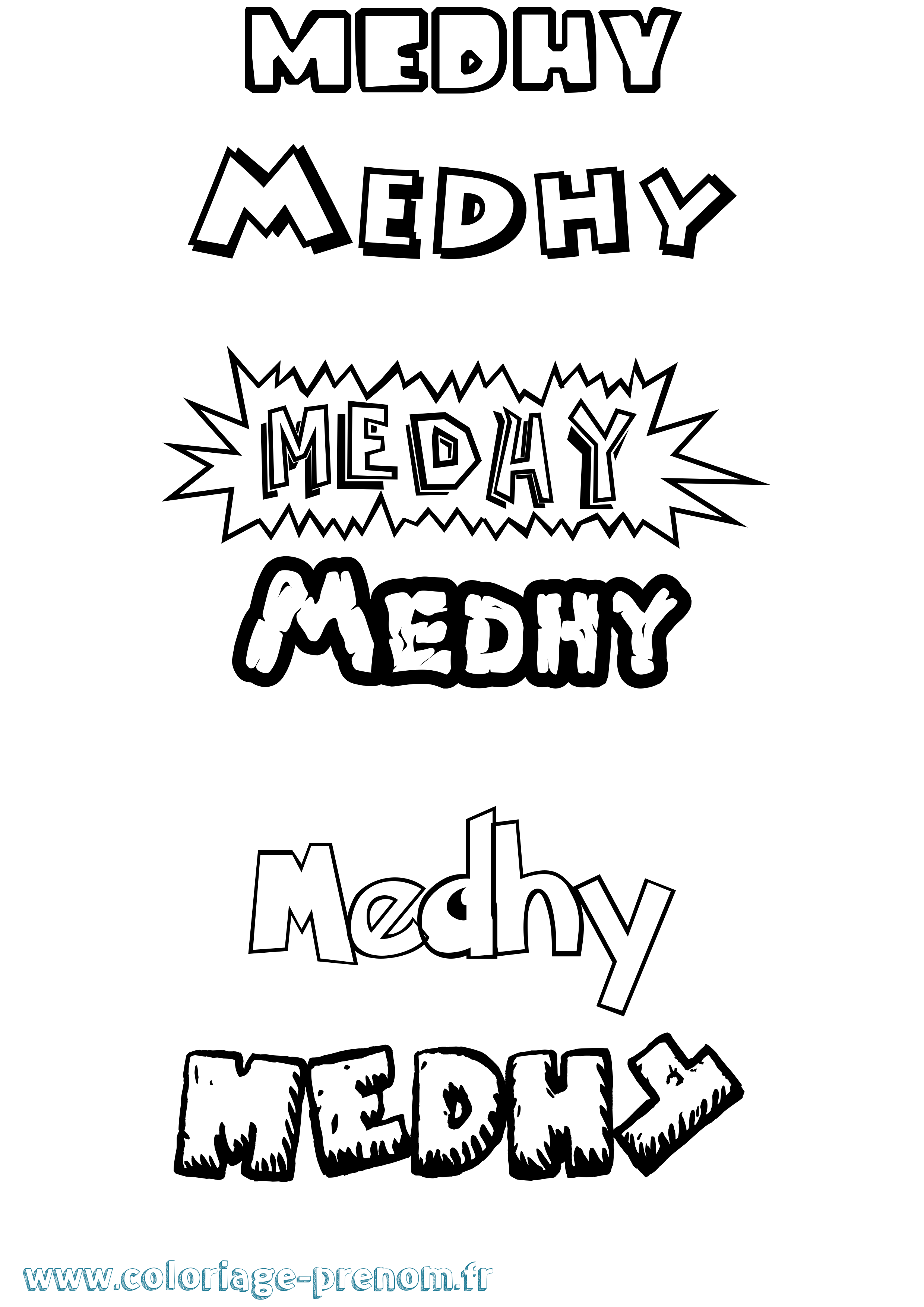 Coloriage Medhy Dessin Animé Coloriage prénom Medhy Dessin Animé