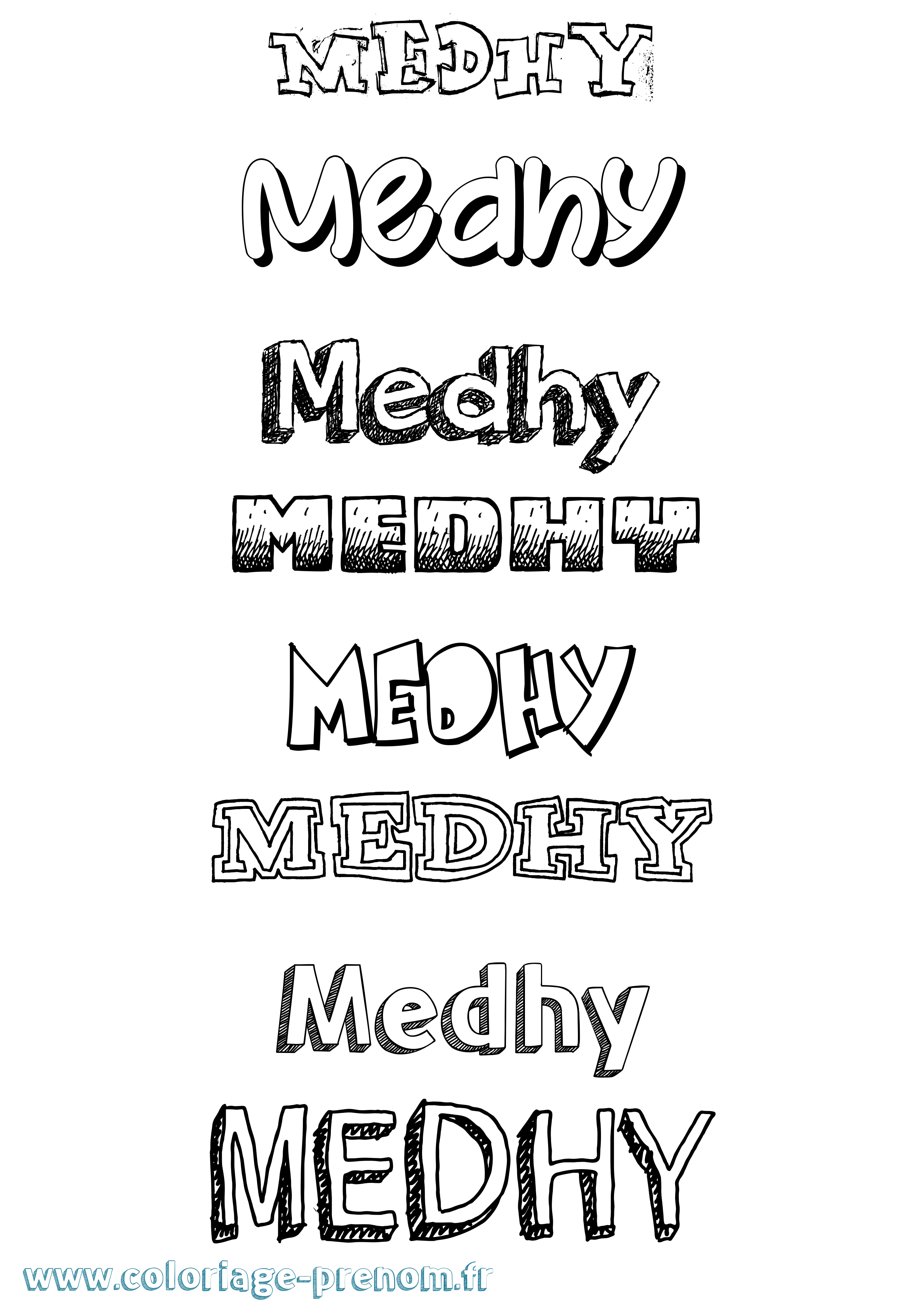Coloriage Medhy Dessiné Coloriage prénom Medhy Dessiné