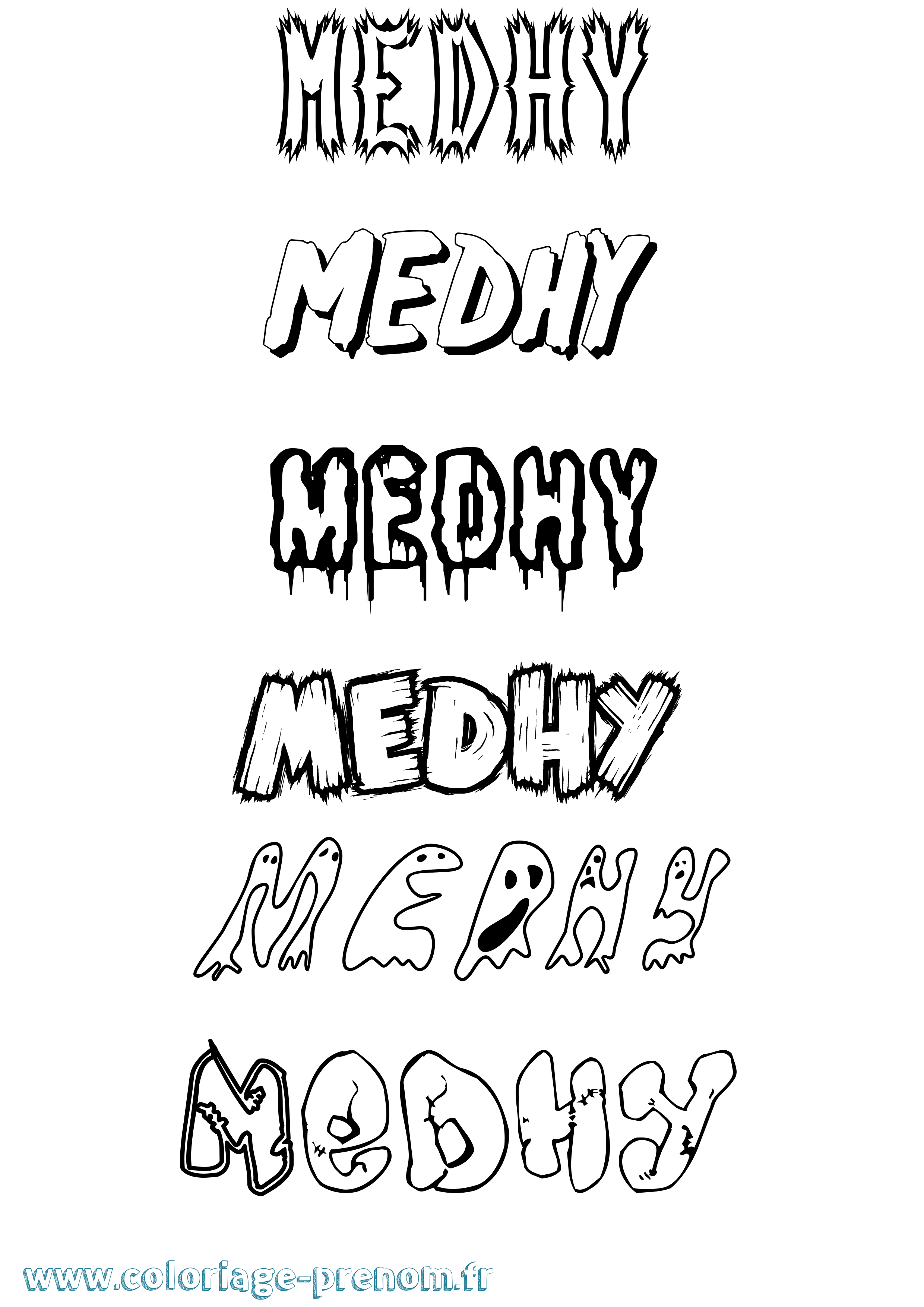 Coloriage Medhy Frisson Coloriage prénom Medhy Frisson
