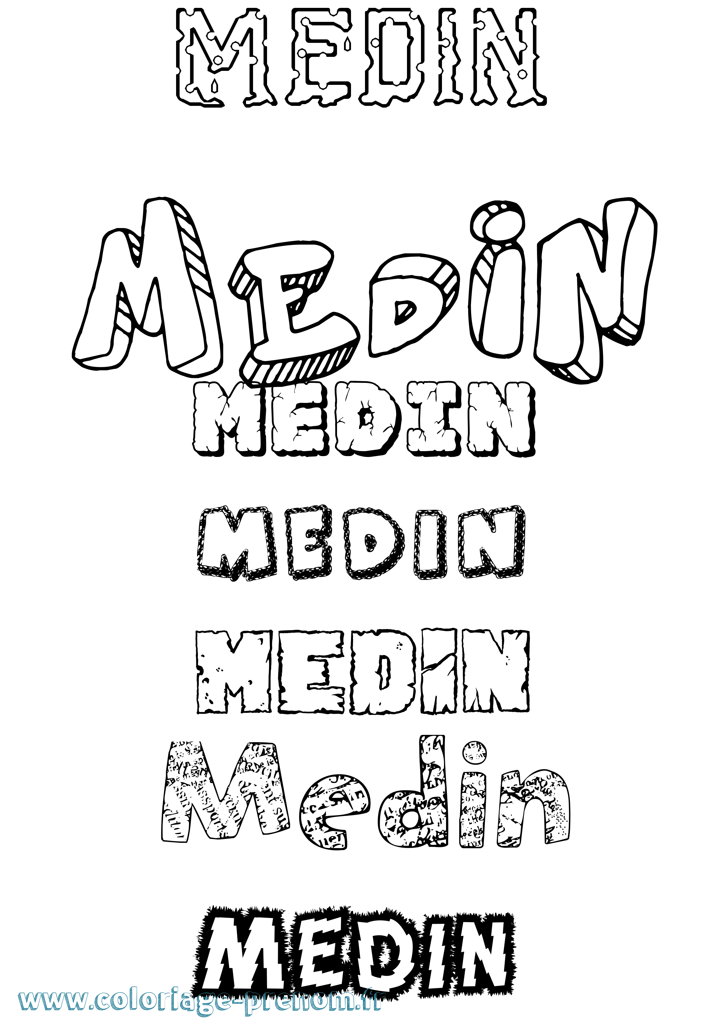 Coloriage Medin Destructuré Coloriage prénom Medin Destructuré