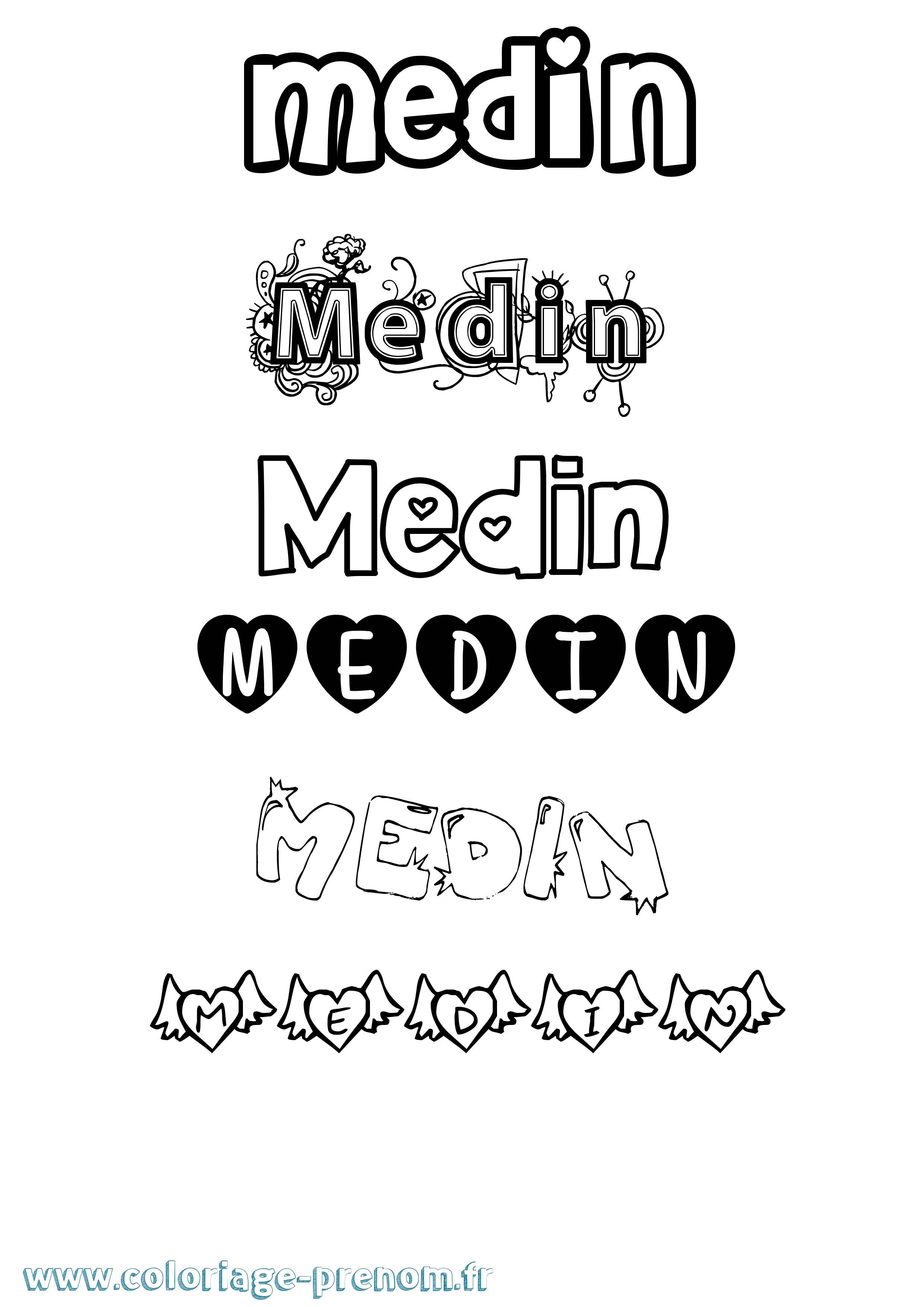 Coloriage Medin Girly Coloriage prénom Medin Girly
