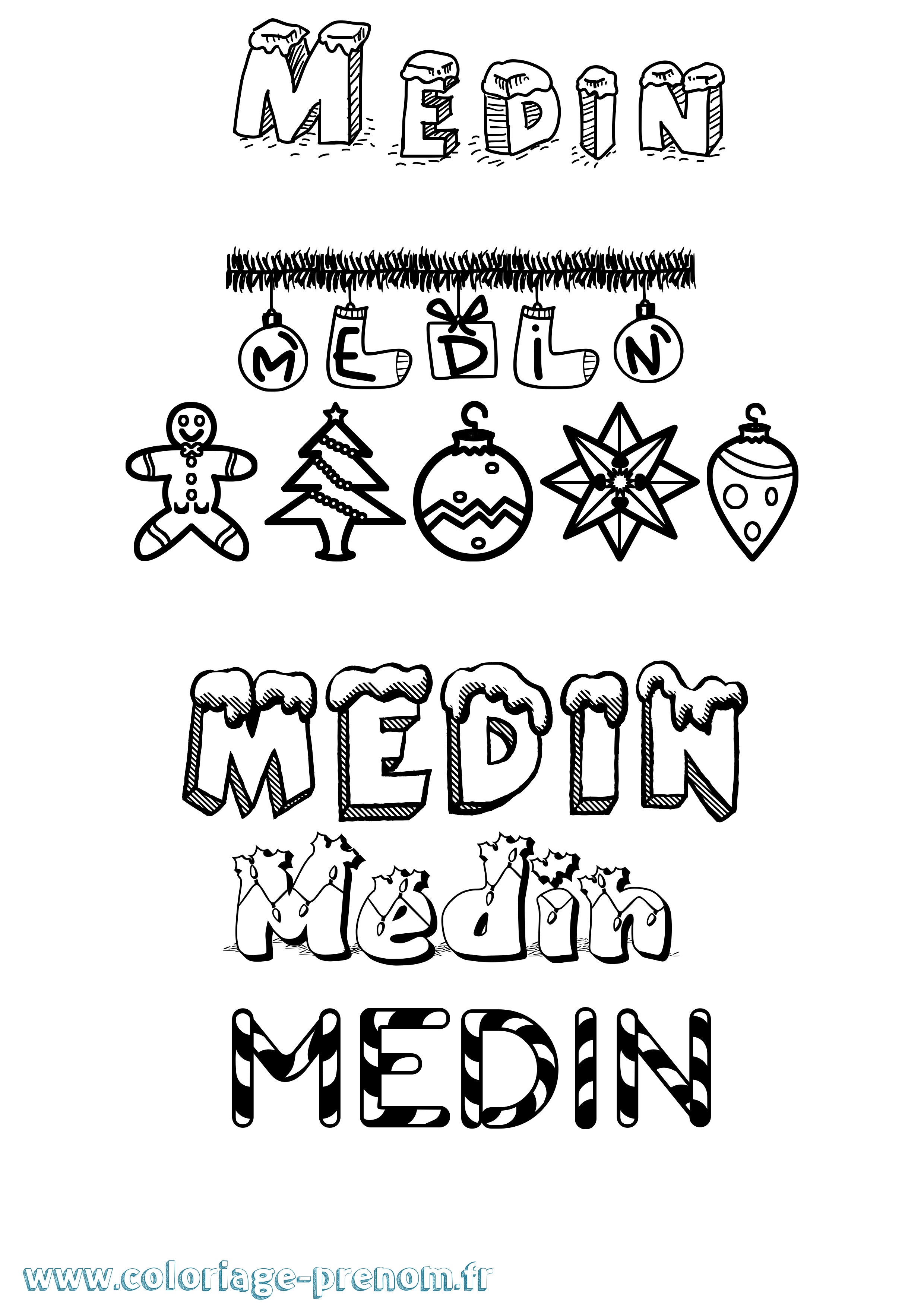 Coloriage Medin Noël Coloriage prénom Medin Noël