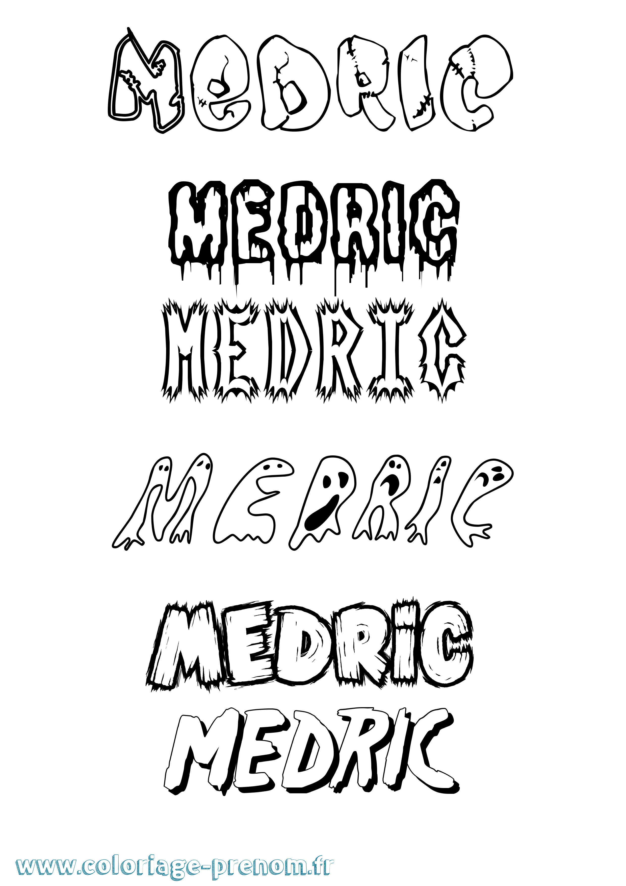 Coloriage Medric Frisson Coloriage prénom Medric Frisson