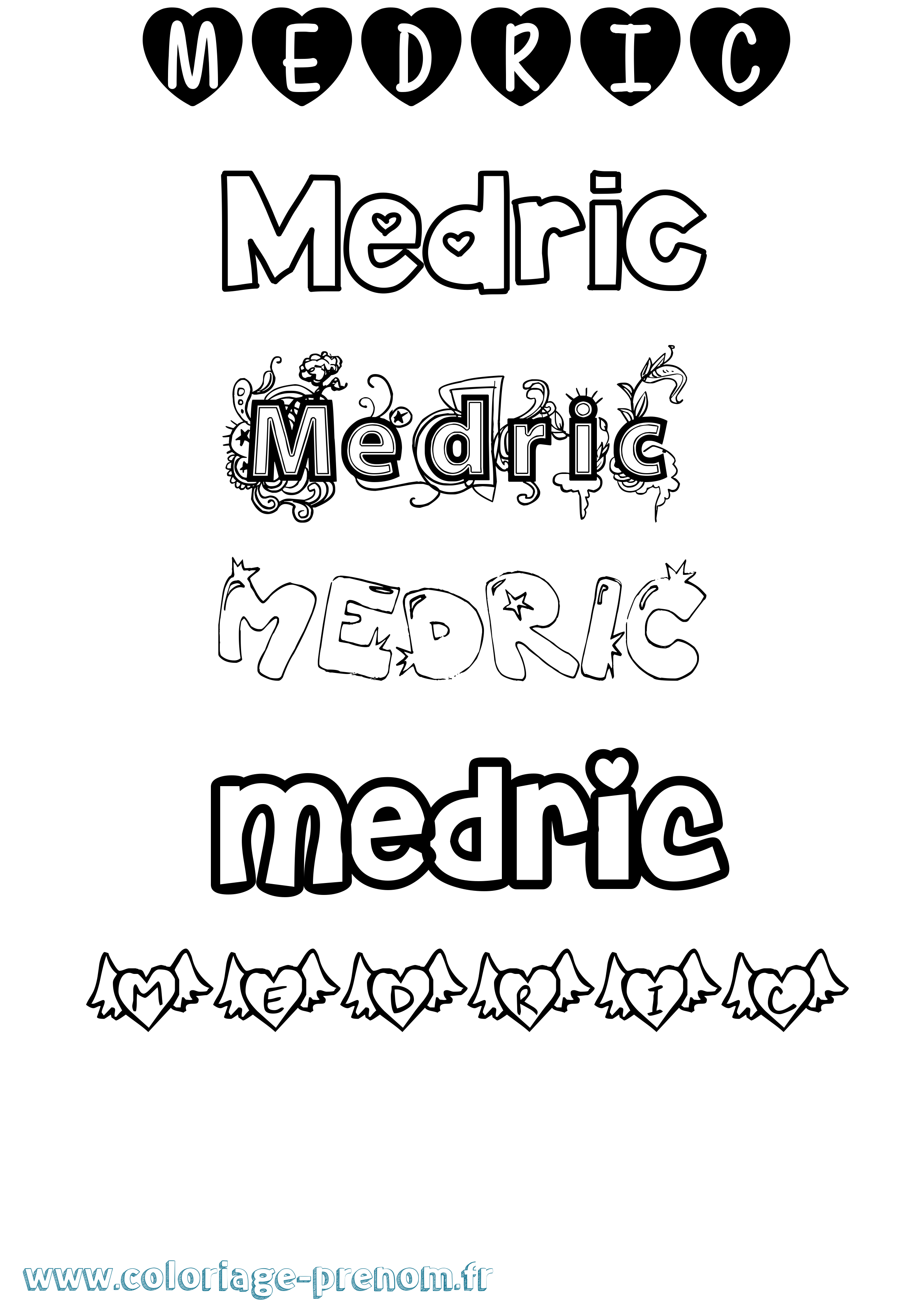 Coloriage Medric Girly Coloriage prénom Medric Girly