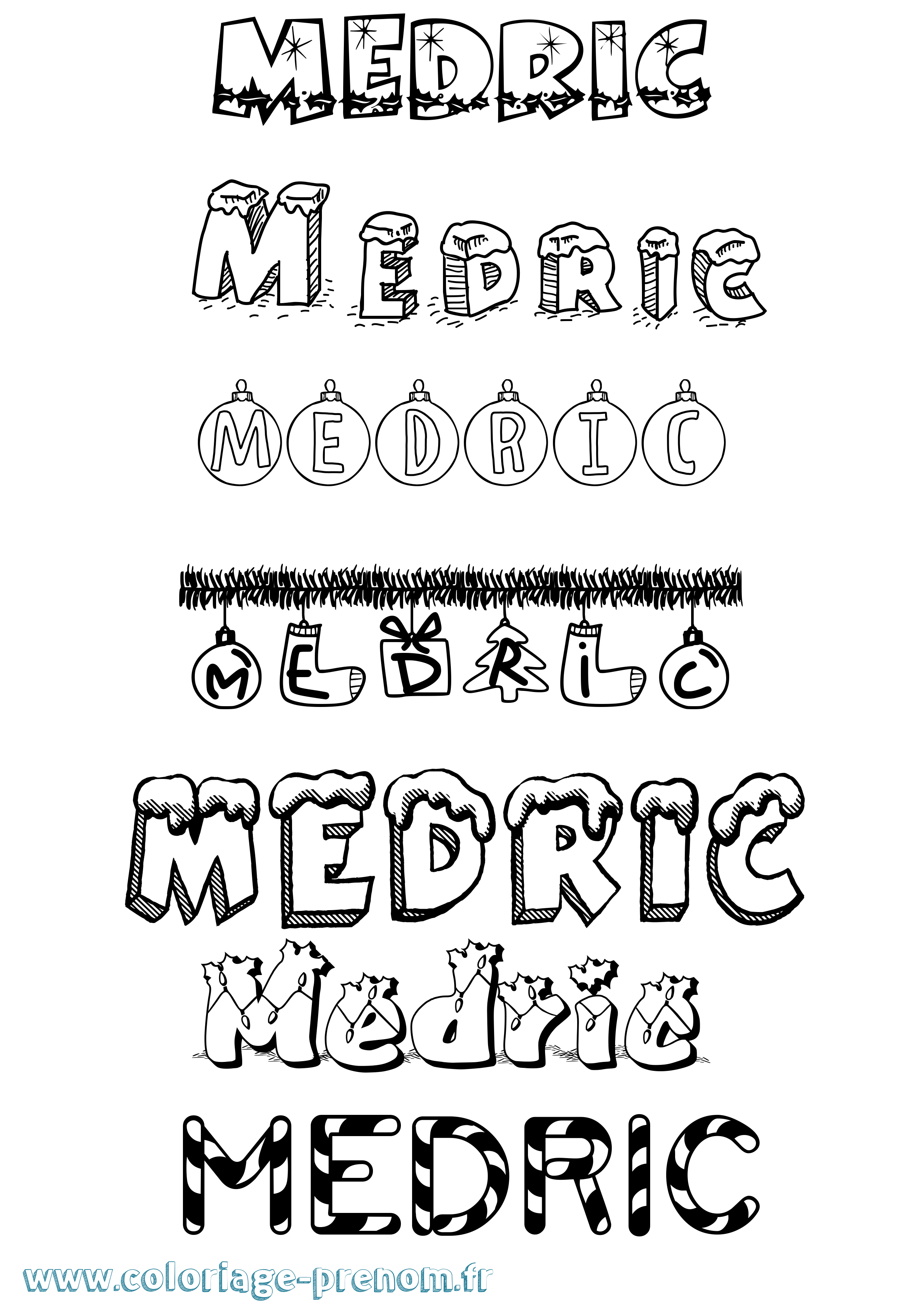 Coloriage Medric Noël Coloriage prénom Medric Noël
