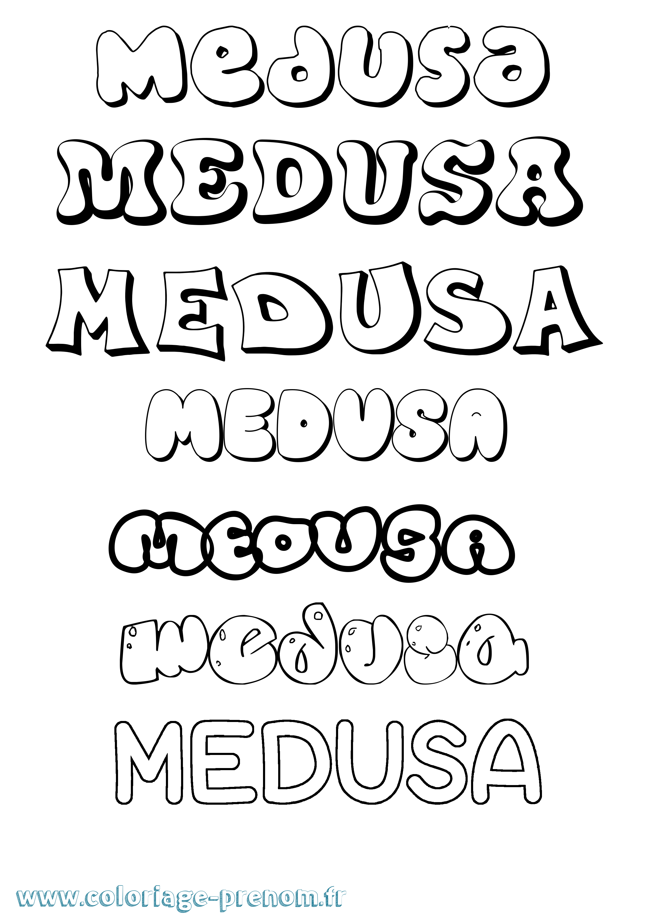 Coloriage Medusa Bubble Coloriage prénom Medusa Bubble