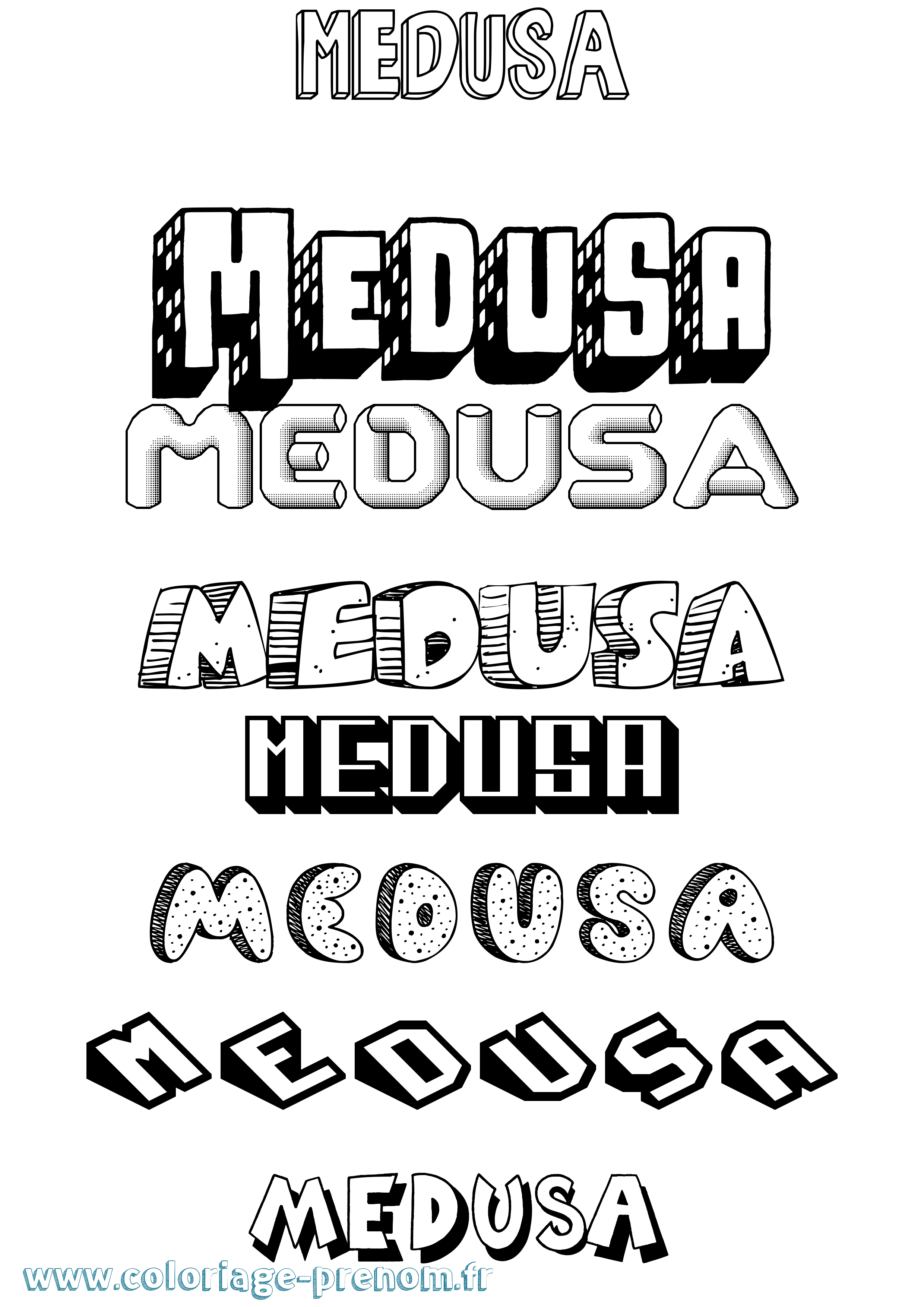 Coloriage Medusa Effet 3D Coloriage prénom Medusa Effet 3D