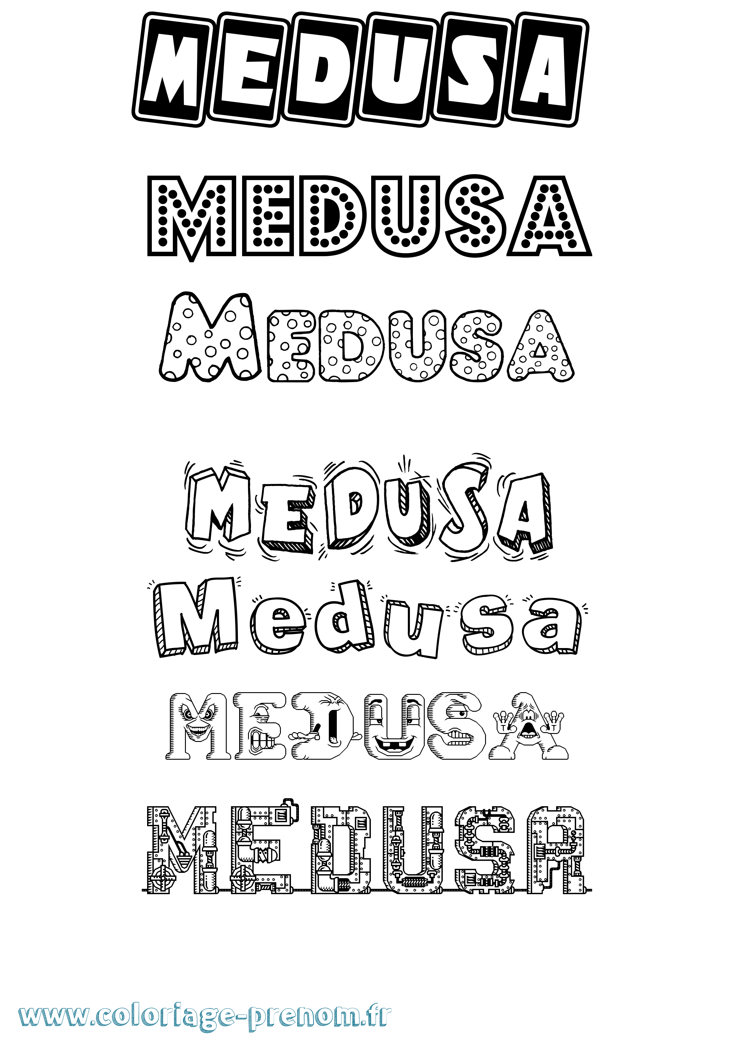 Coloriage Medusa Fun Coloriage prénom Medusa Fun