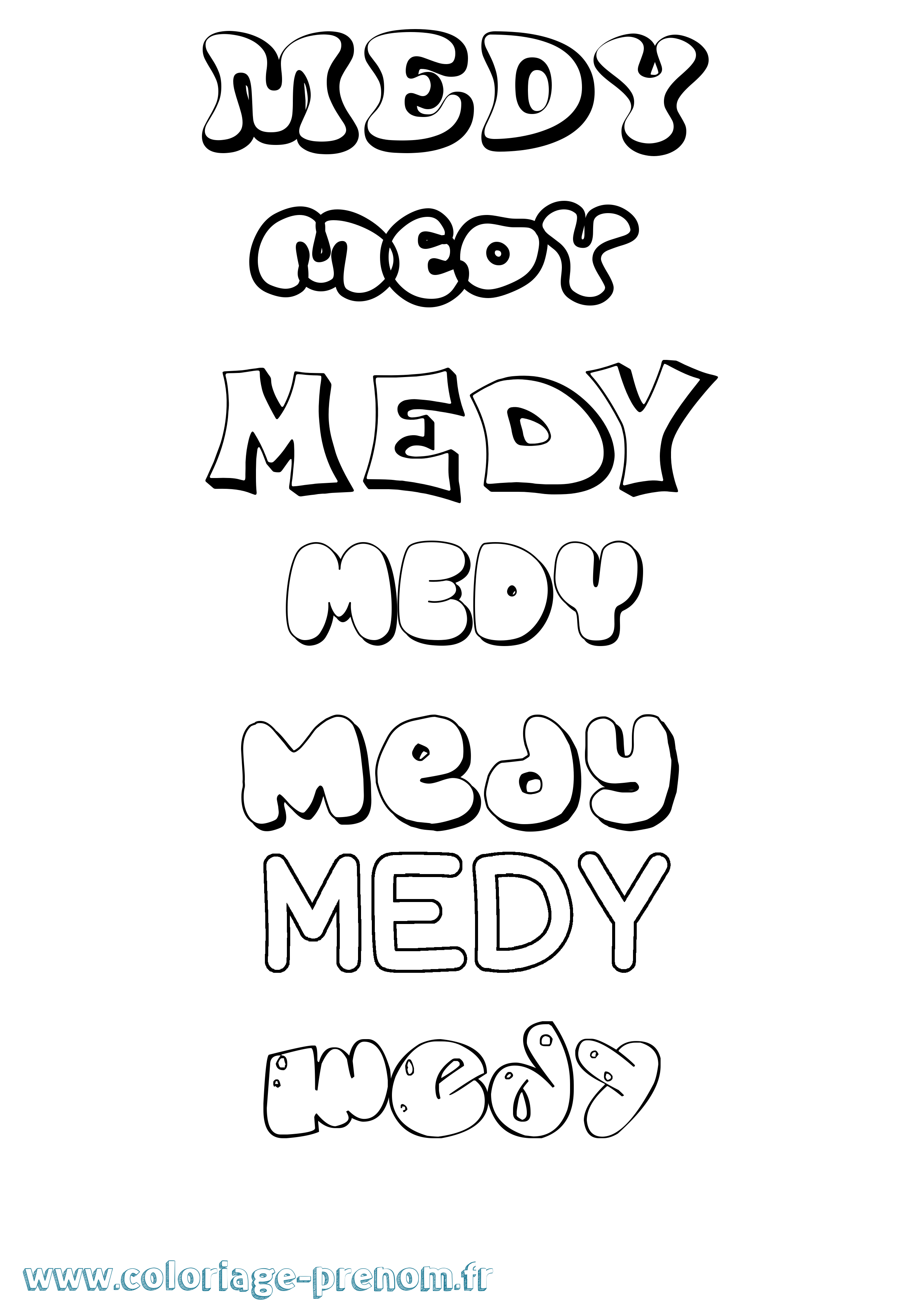 Coloriage Medy Bubble Coloriage prénom Medy Bubble