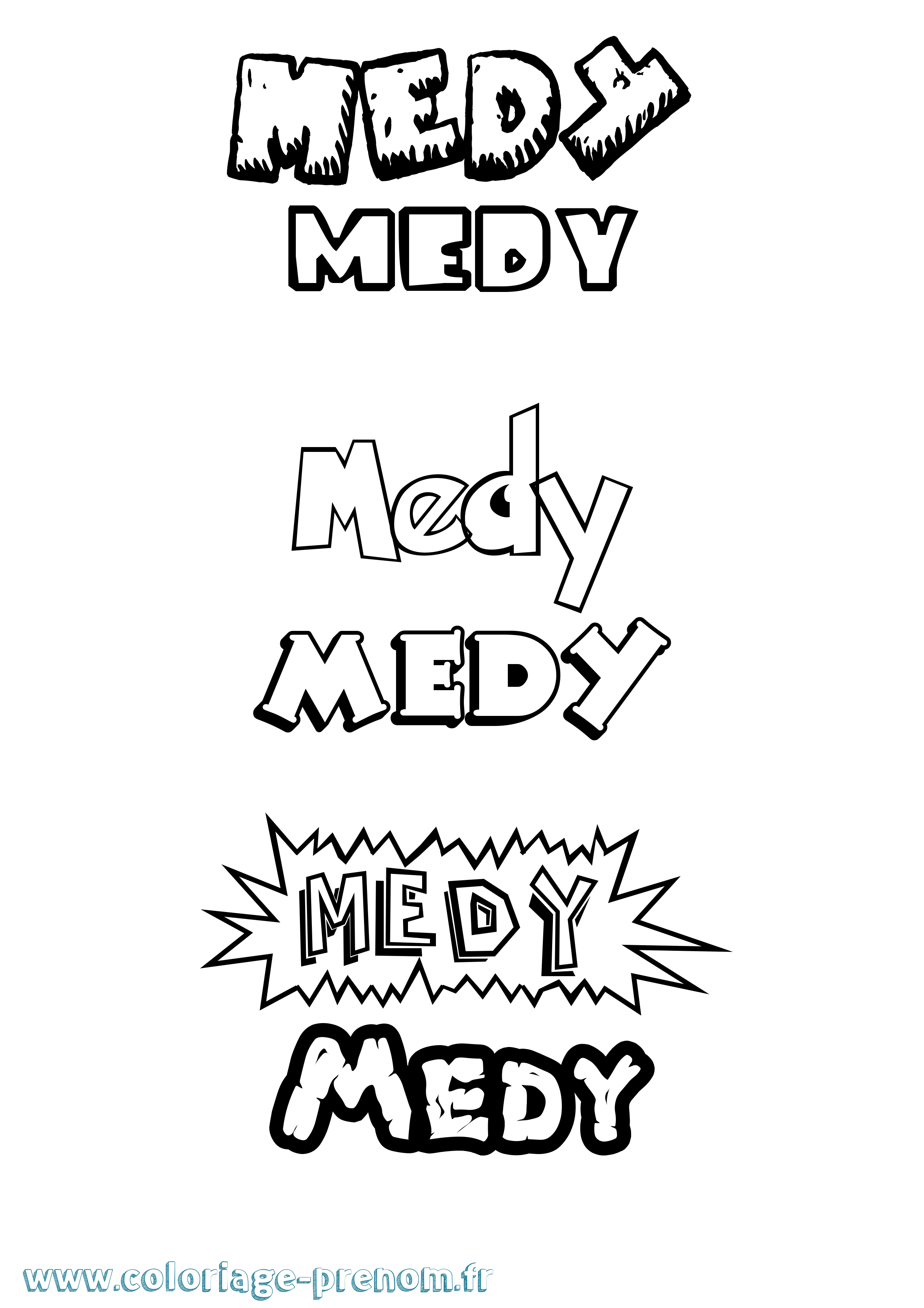 Coloriage Medy Dessin Animé Coloriage prénom Medy Dessin Animé