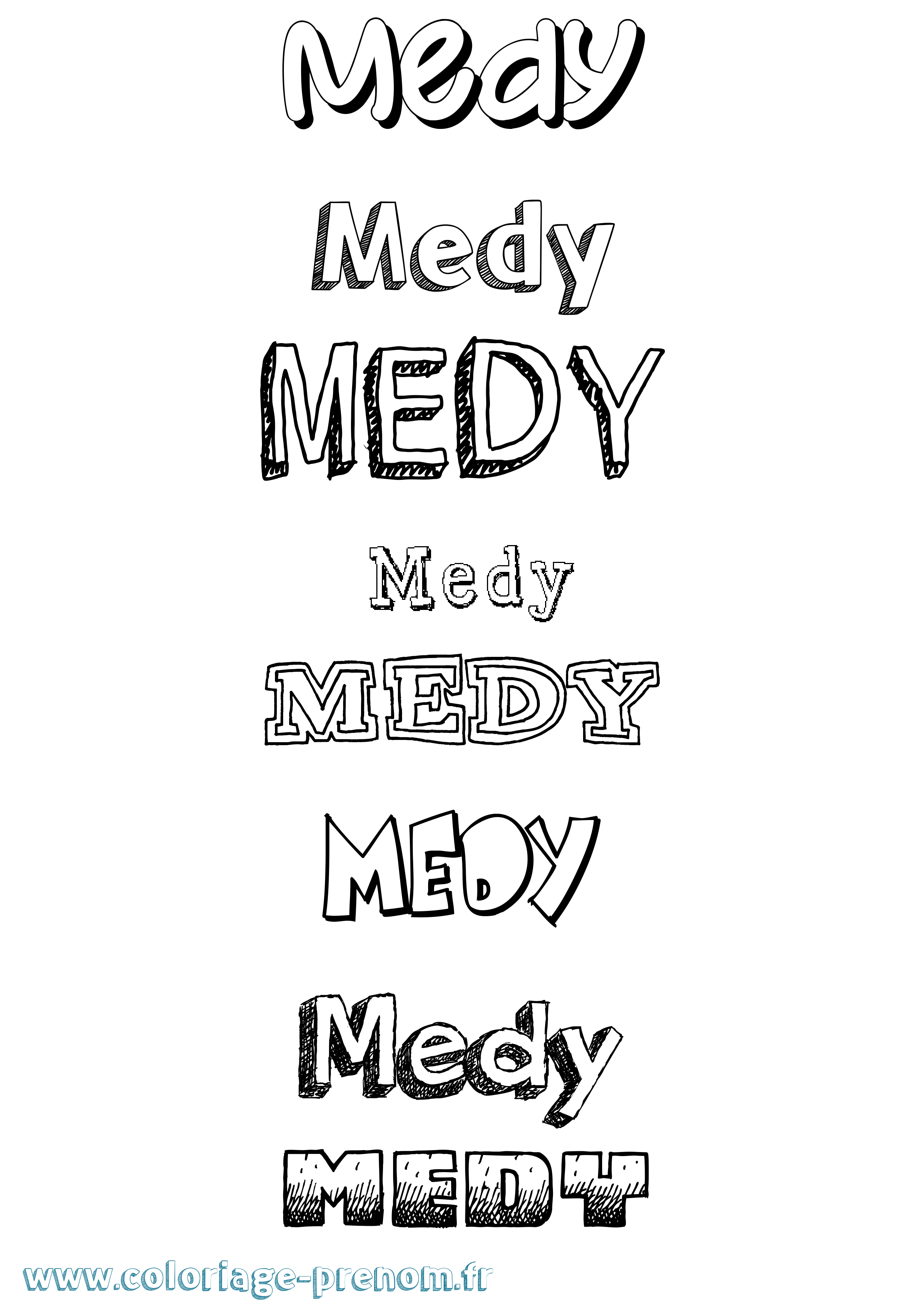 Coloriage Medy Dessiné Coloriage prénom Medy Dessiné
